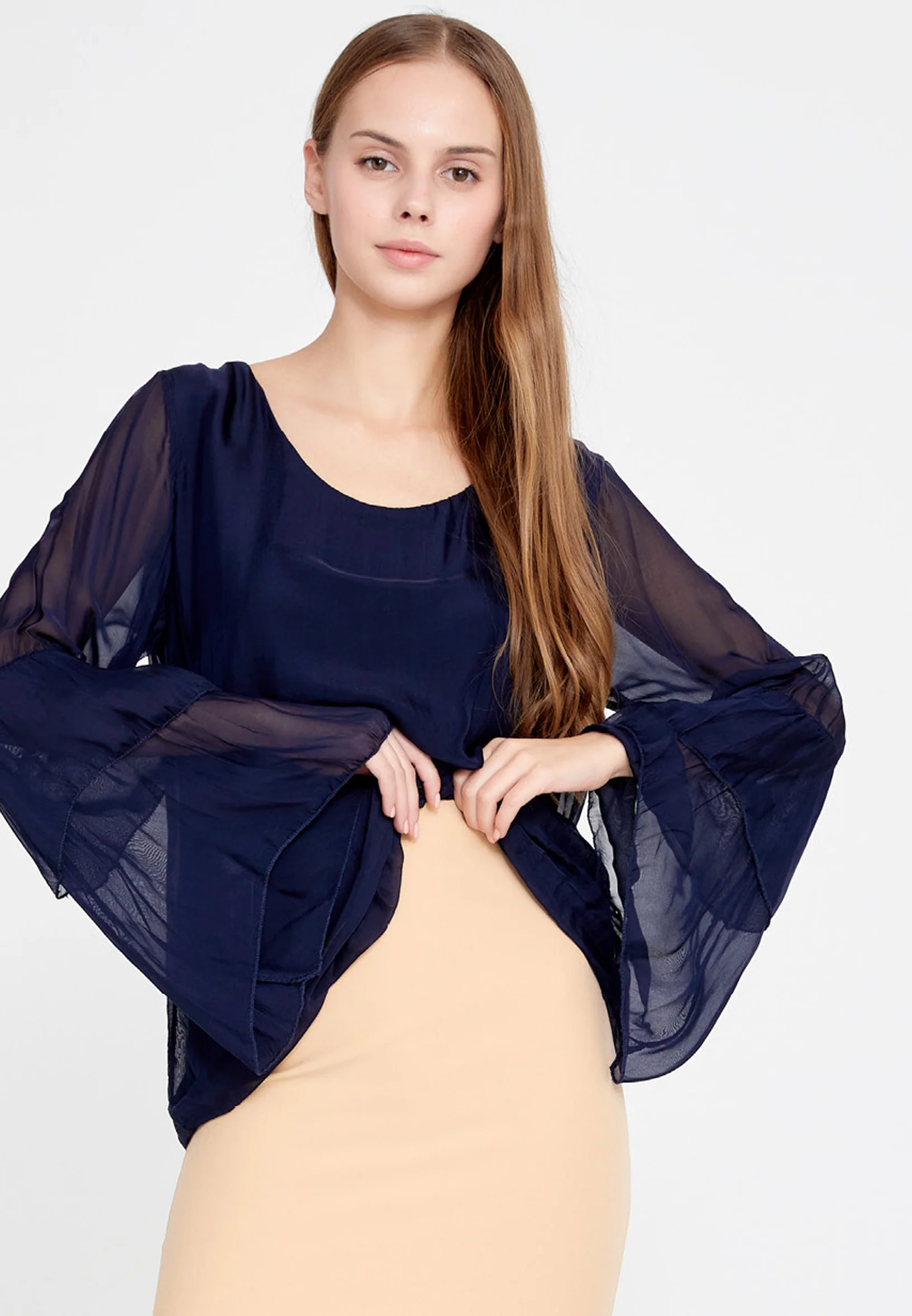 Long Sleeve Solid Color Regular Blouse esl5191 - Image 13