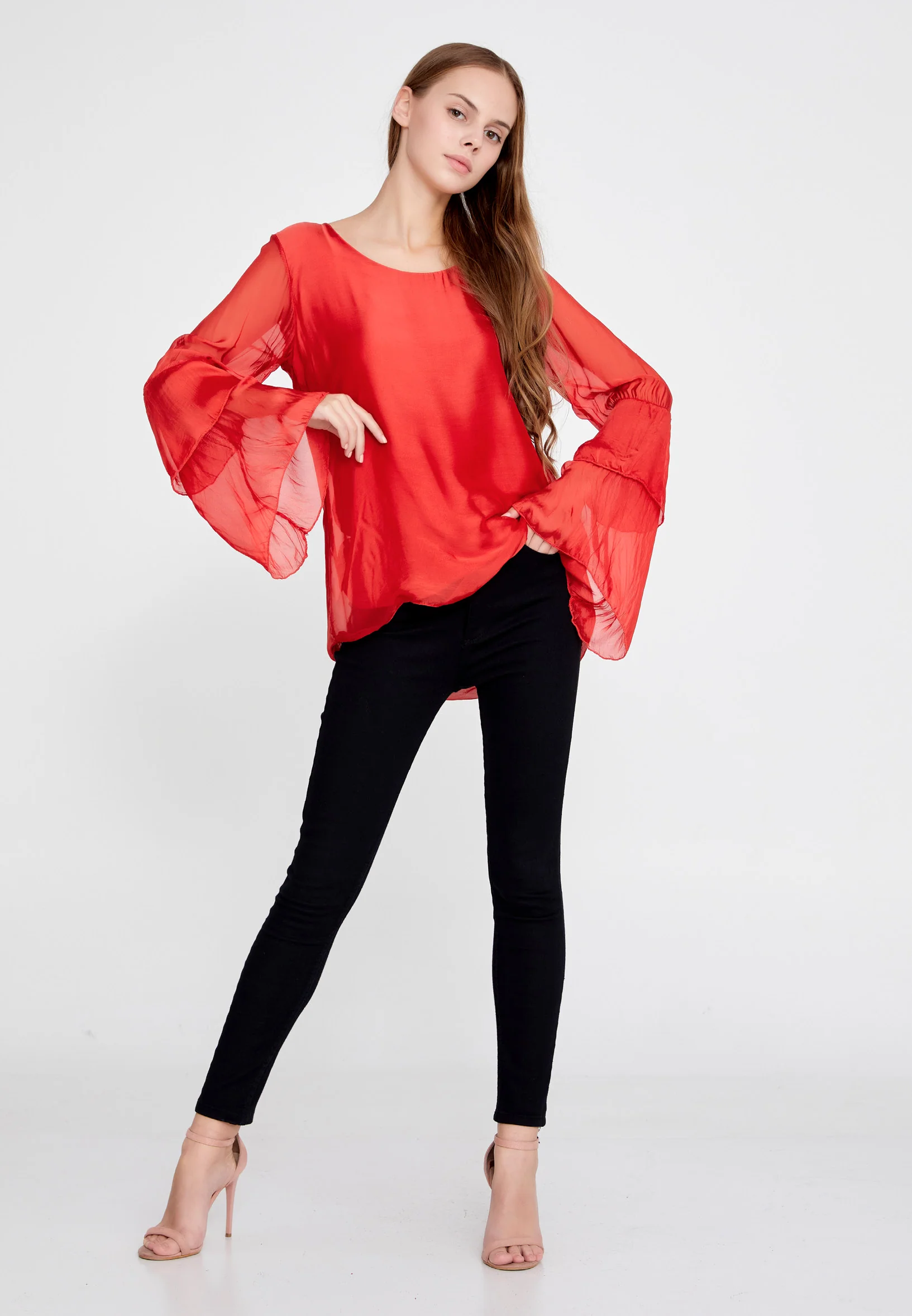 Long Sleeve Solid Color Regular Blouse esl5191 - Image 18