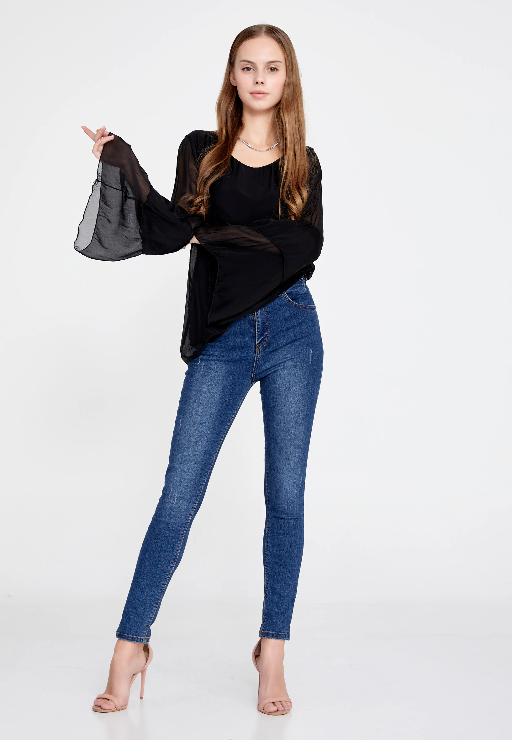Long Sleeve Solid Color Regular Blouse esl5191 - Image 6