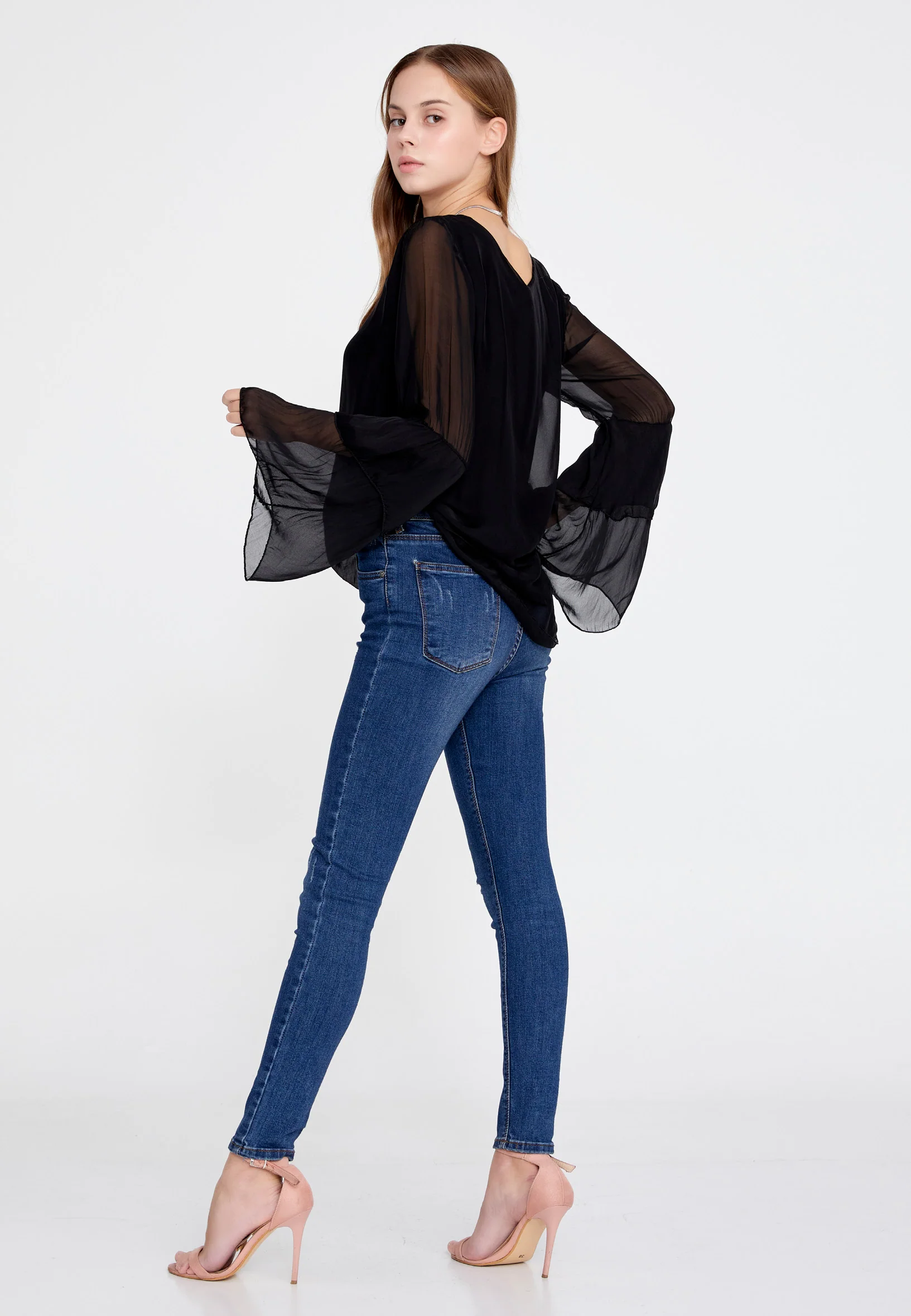 Long Sleeve Solid Color Regular Blouse esl5191 - Image 7