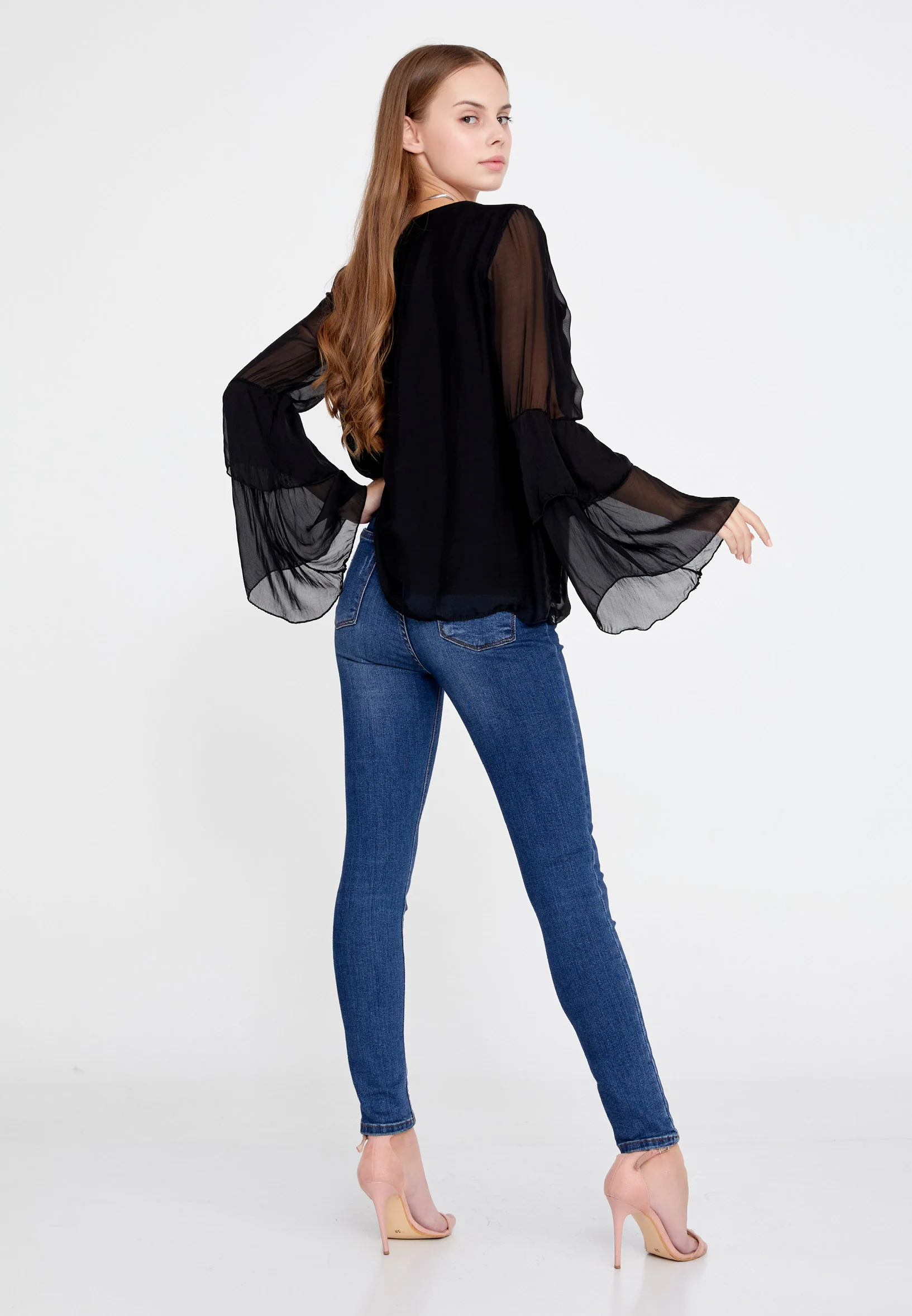Long Sleeve Solid Color Regular Blouse esl5191 - Image 8