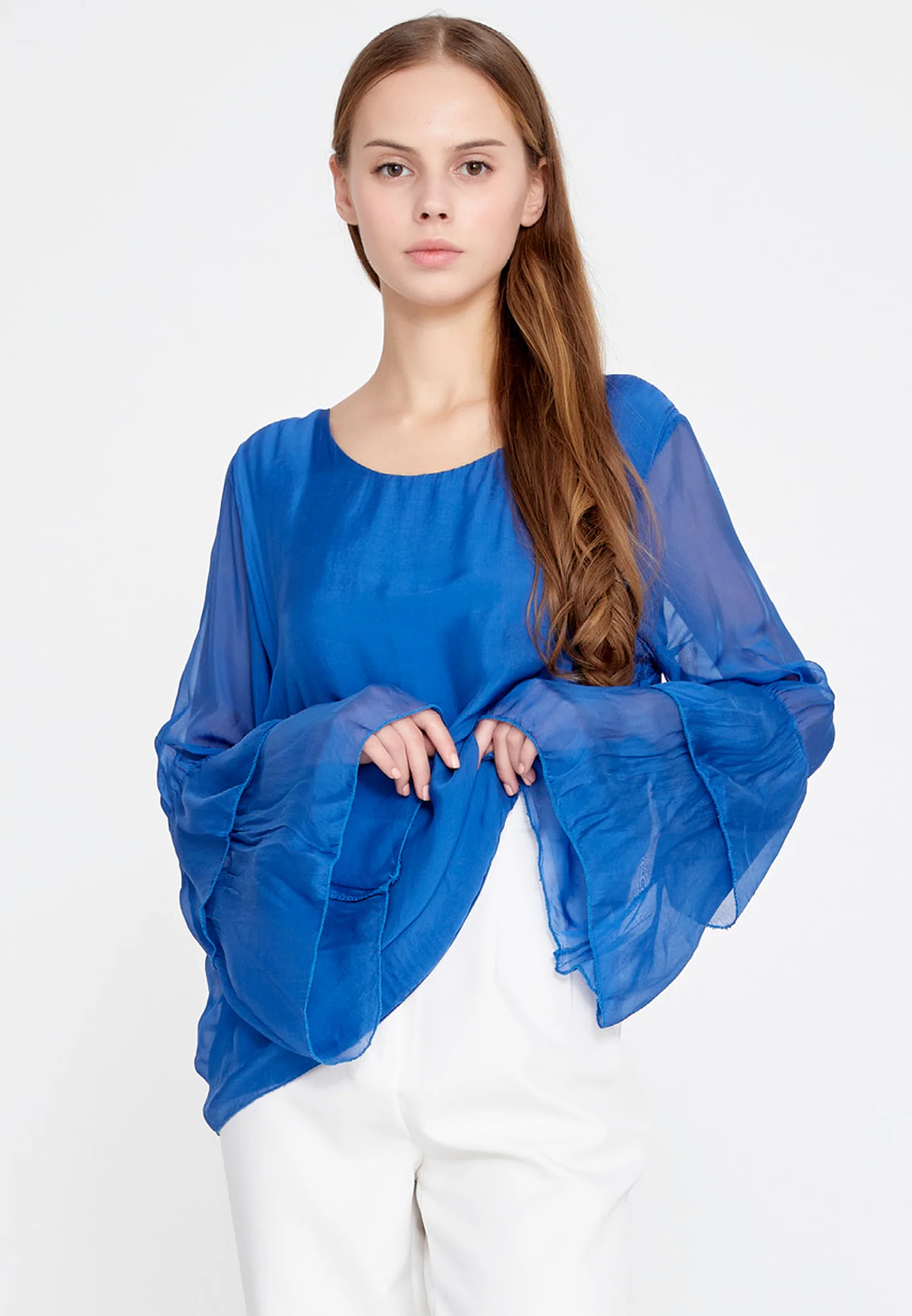 Long Sleeve Solid Color Regular Blouse esl5191 - Image 9