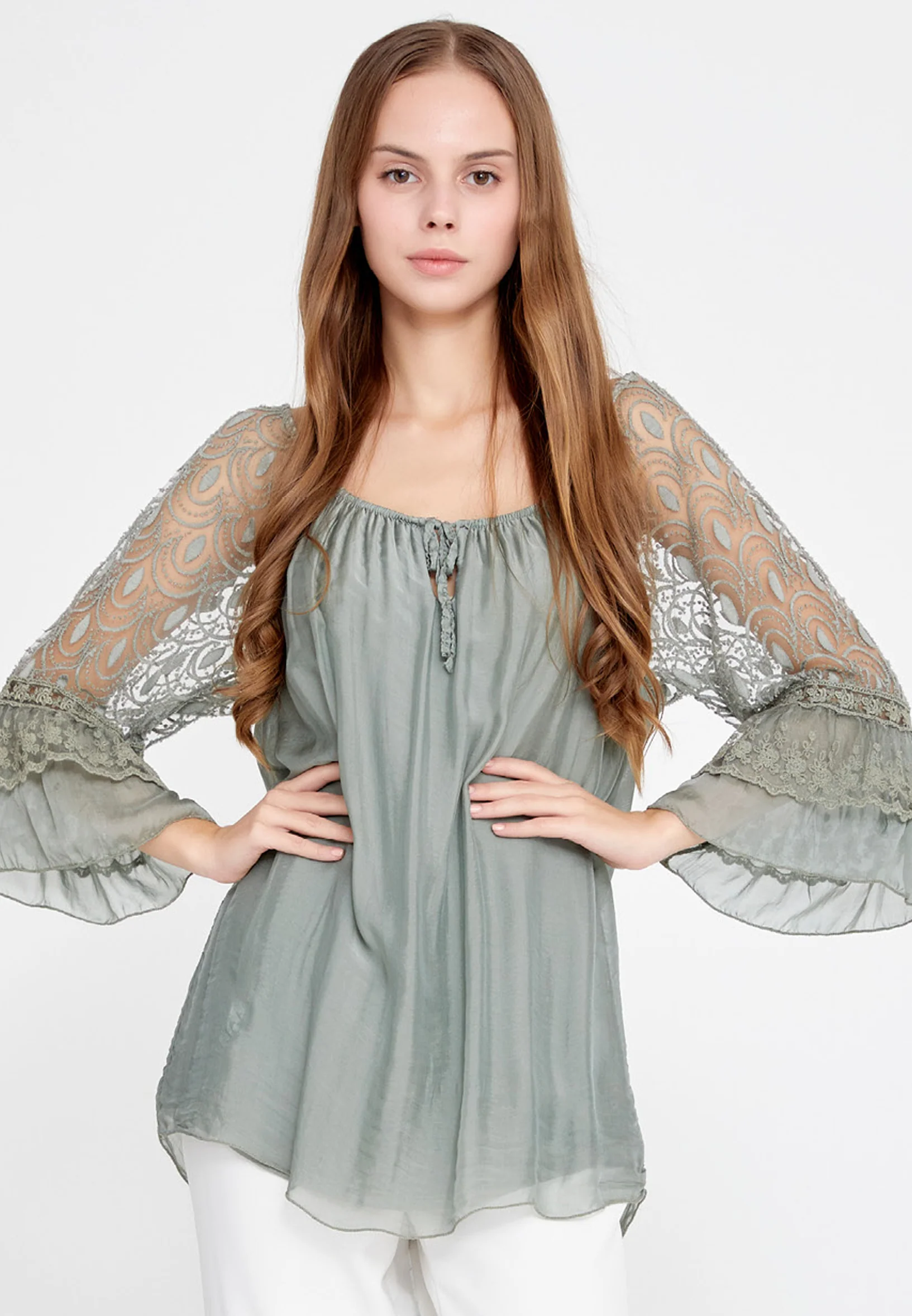 Long Sleeve Solid Color Regular Blouse esl5527 - Image 13
