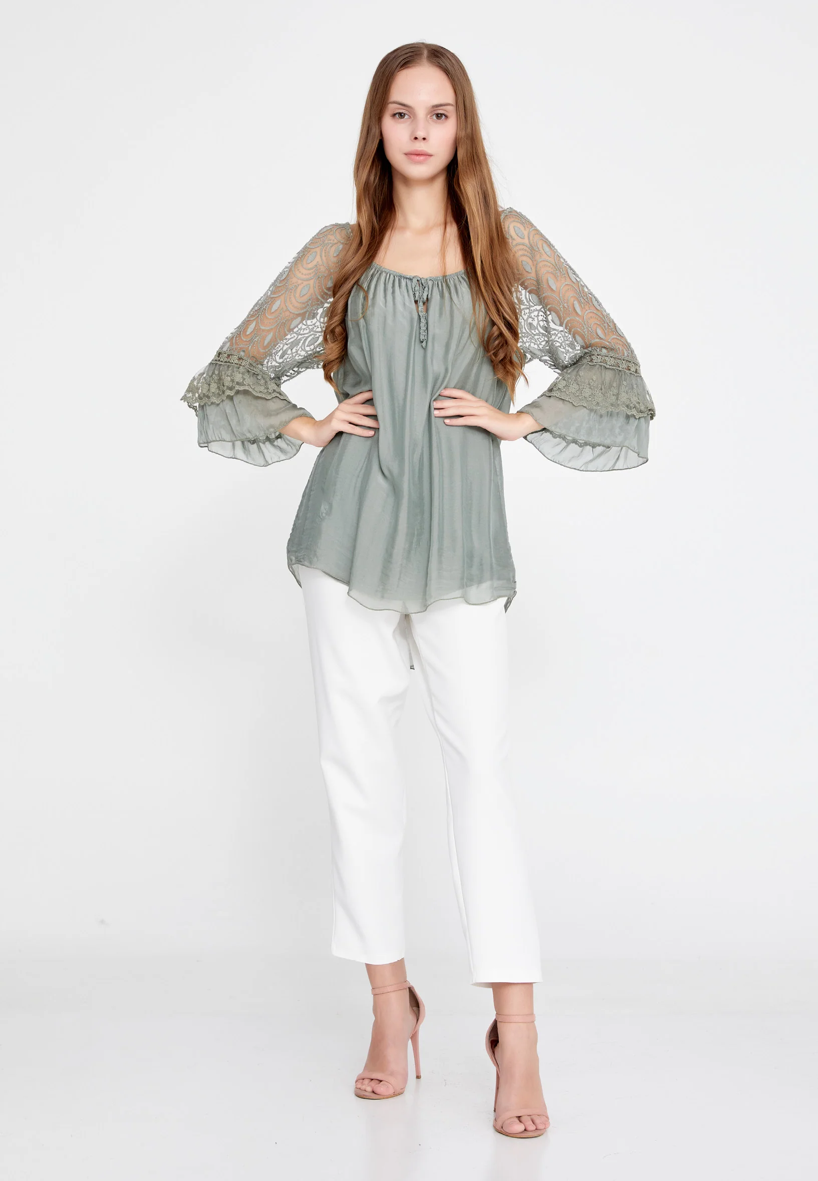 Long Sleeve Solid Color Regular Blouse esl5527 - Image 14