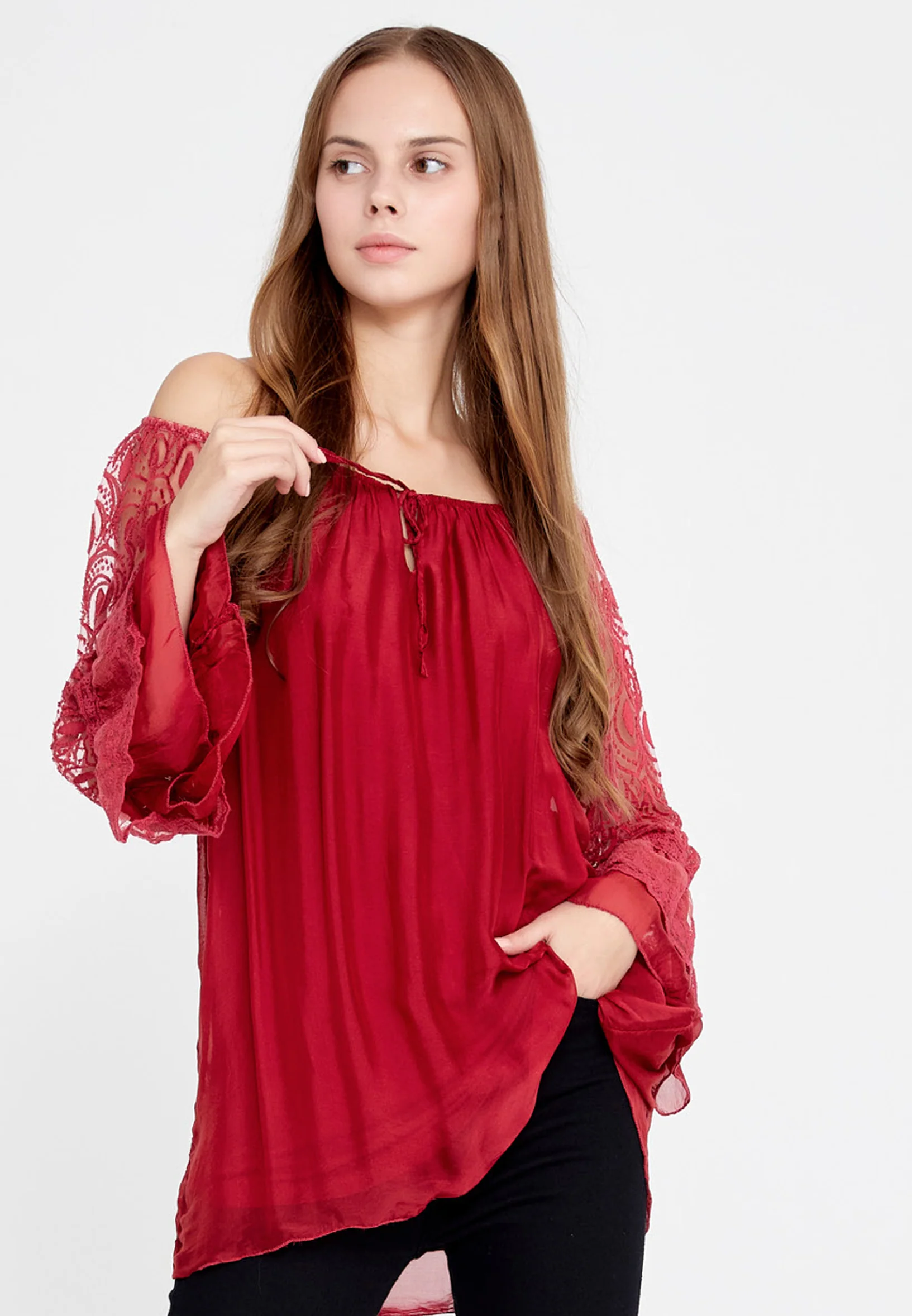 Long Sleeve Solid Color Regular Blouse esl5527 - Image 17