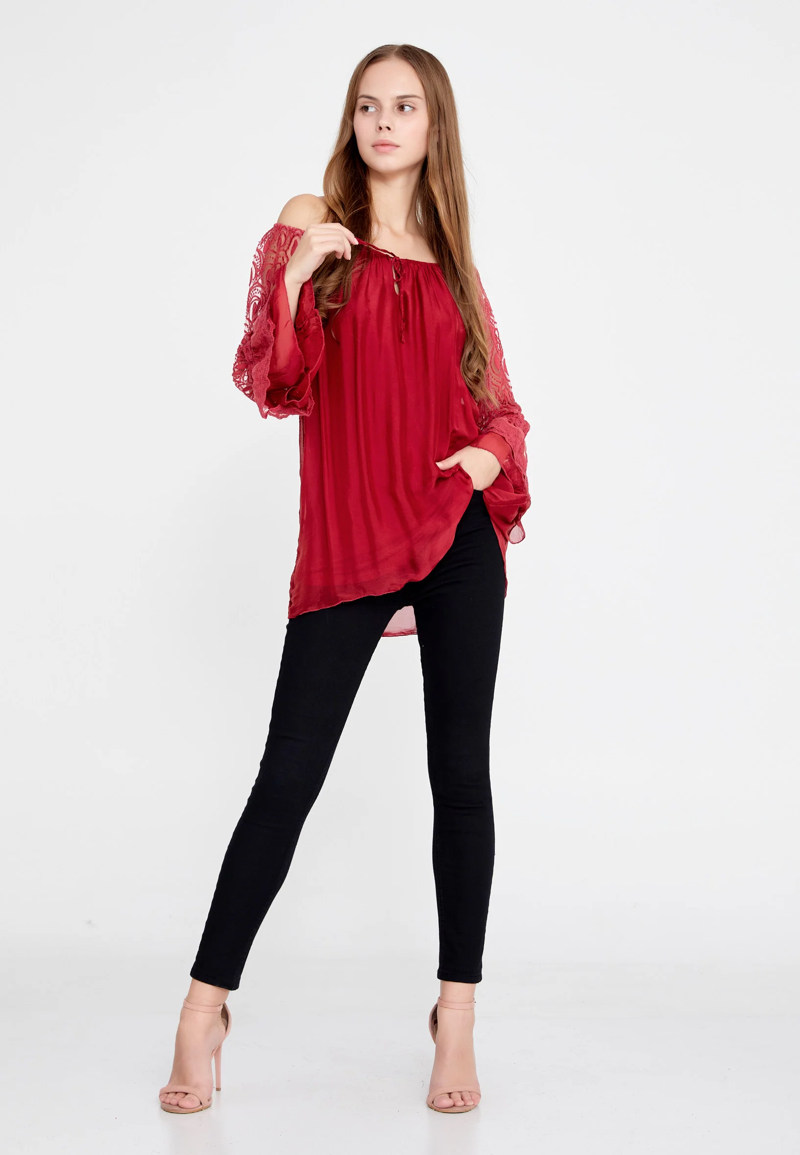 Long Sleeve Solid Color Regular Blouse esl5527 - Image 18