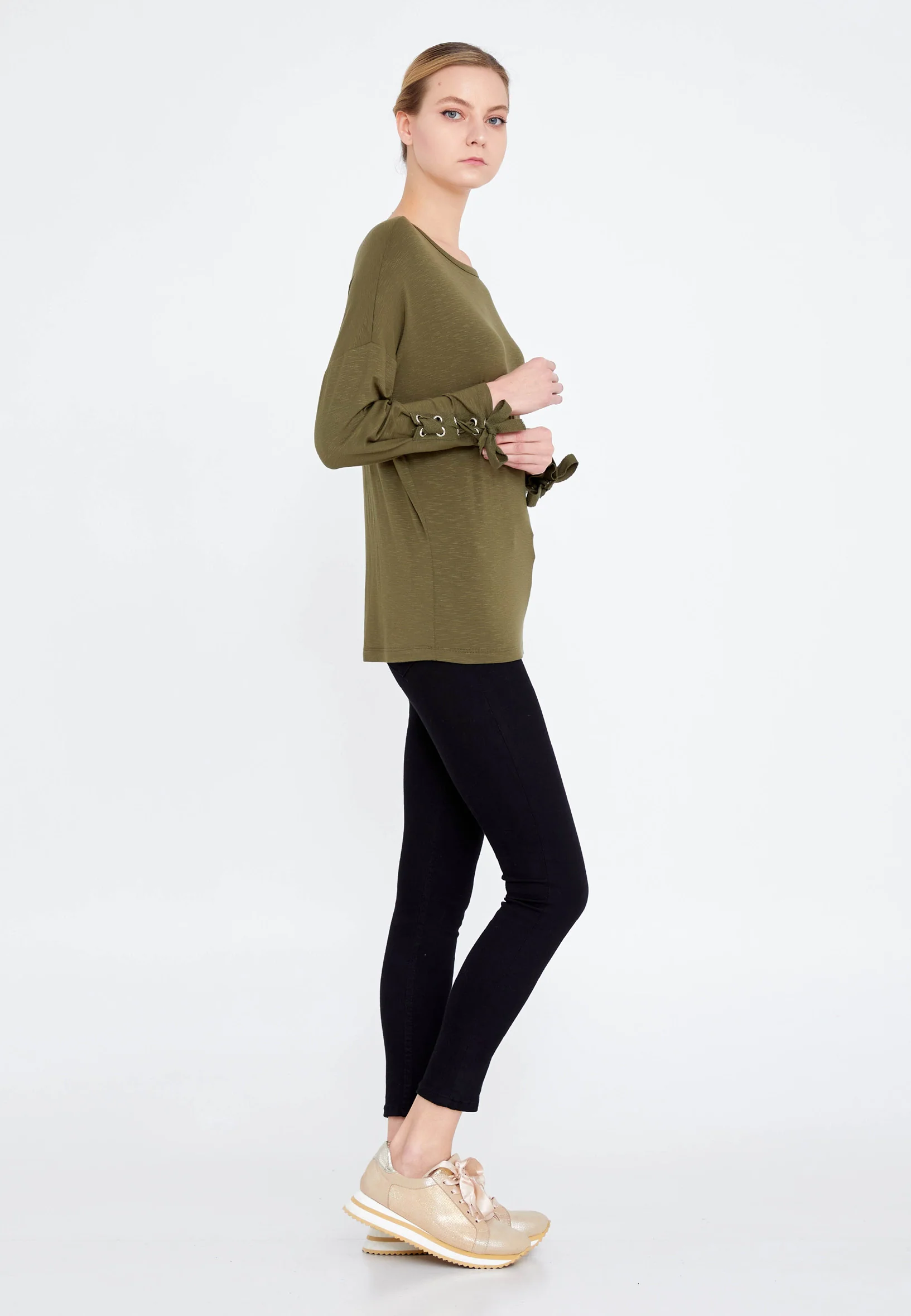 Long Sleeve Solid Color Regular Blouse faiu36324 - Image 3