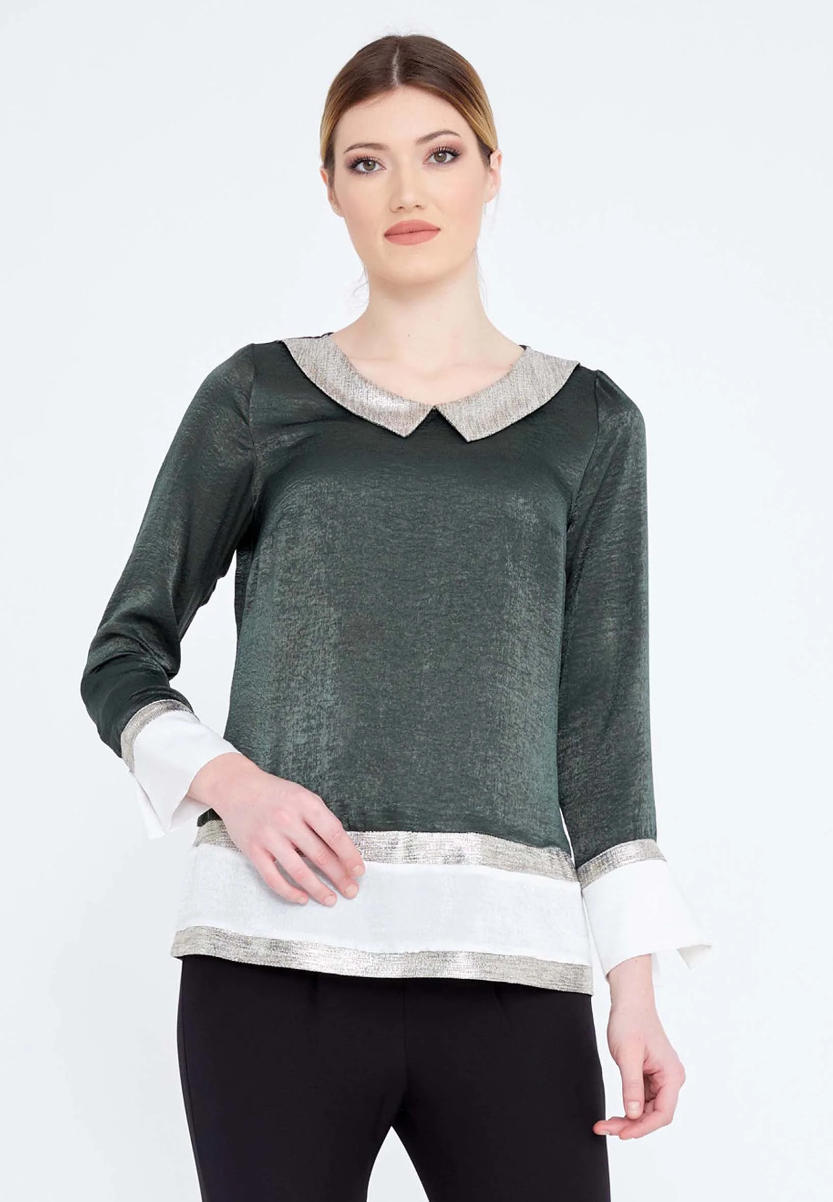 Long Sleeve Solid Color Regular Blouse fev14128
