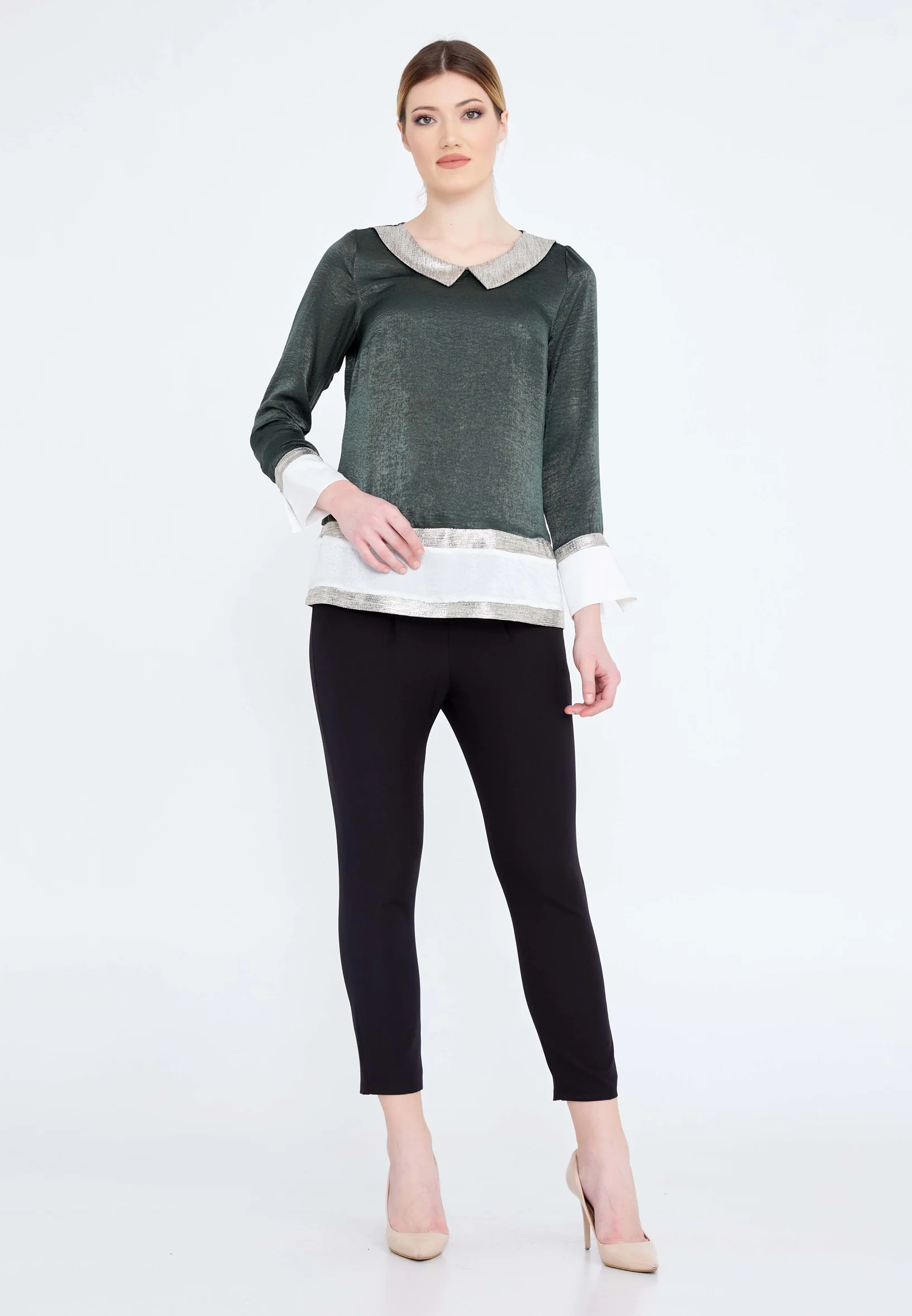 Long Sleeve Solid Color Regular Blouse fev14128 - Image 2