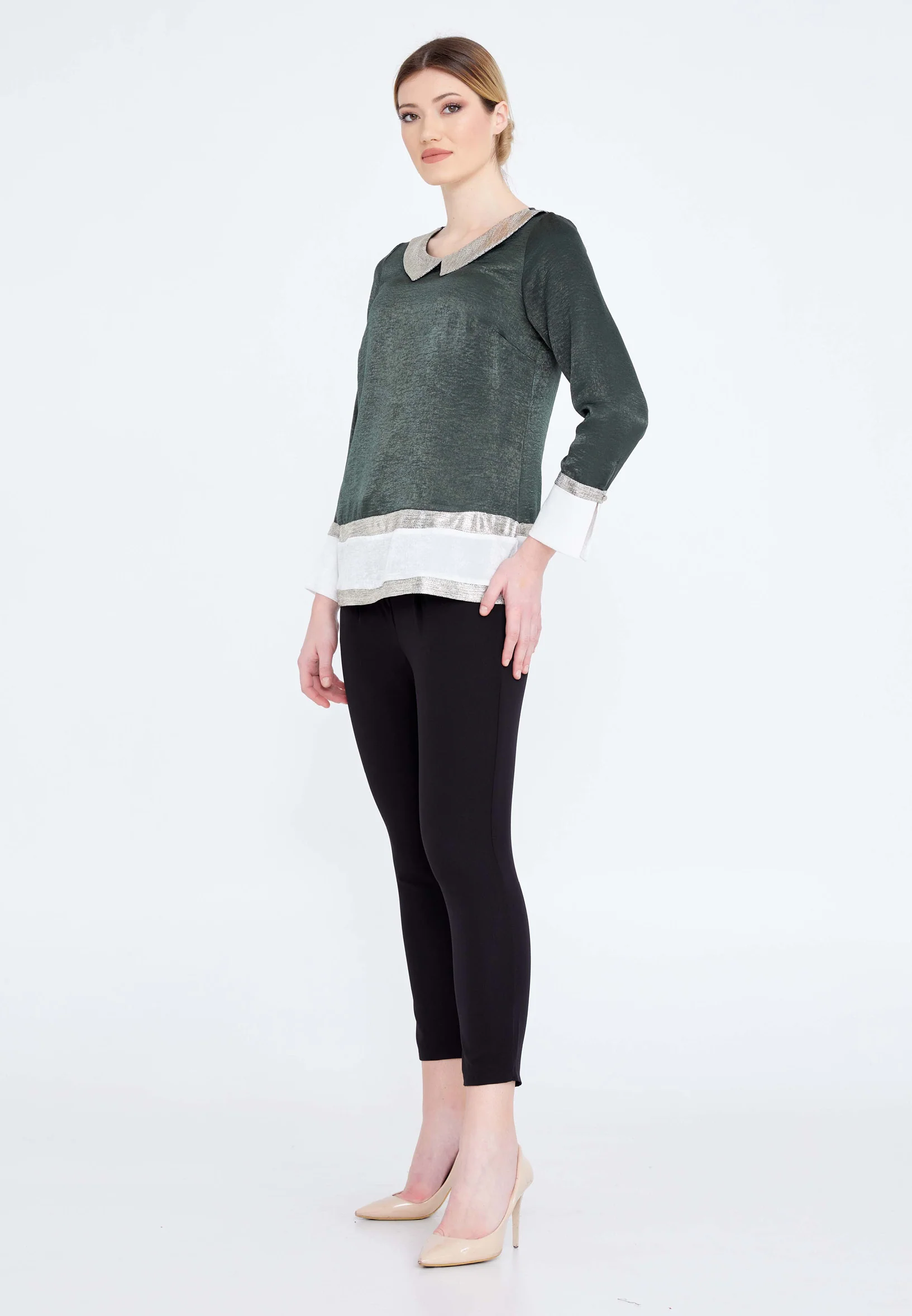 Long Sleeve Solid Color Regular Blouse fev14128 - Image 3