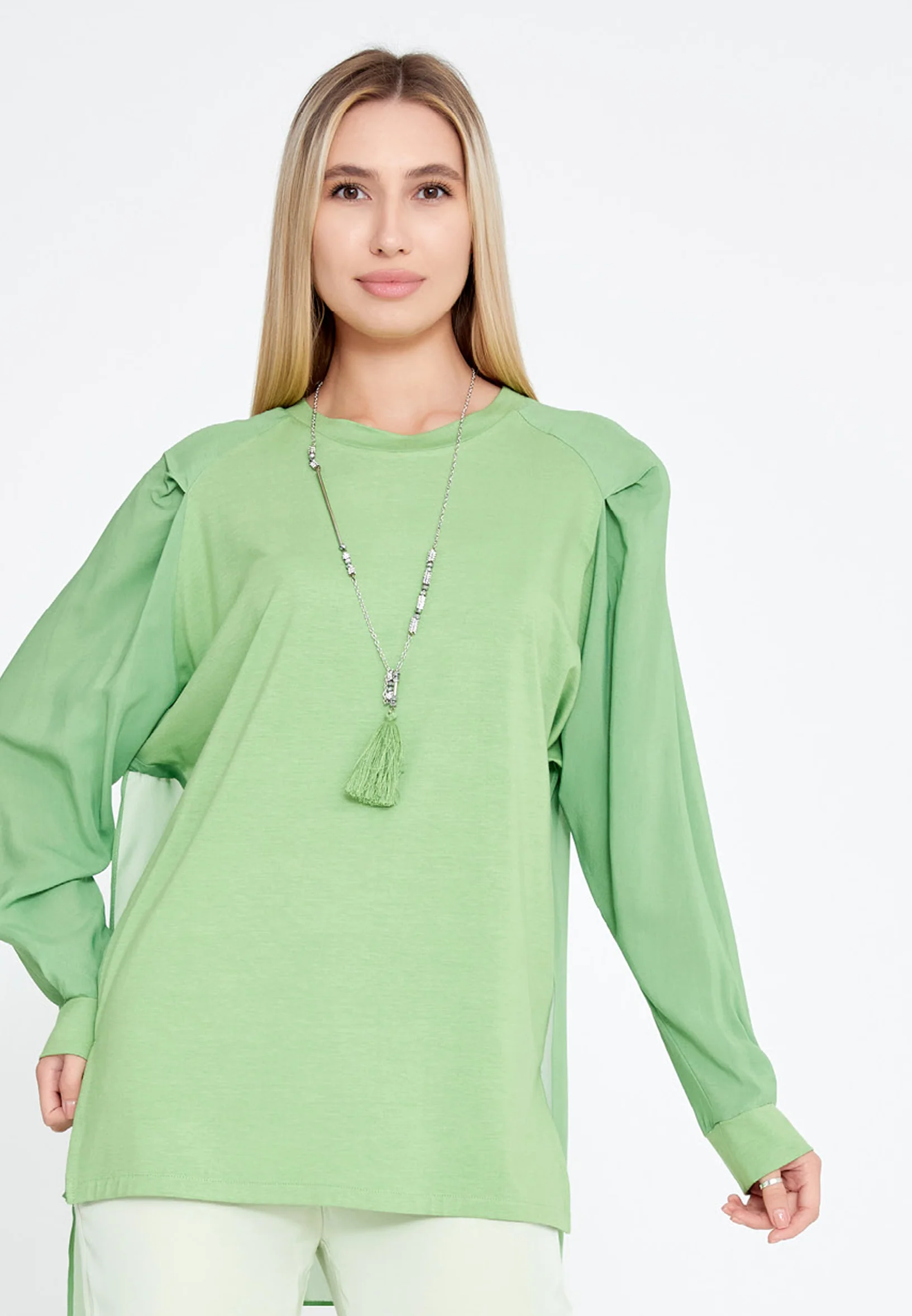 Long Sleeve Solid Color Regular Blouse huk23y04b067 - Image 12