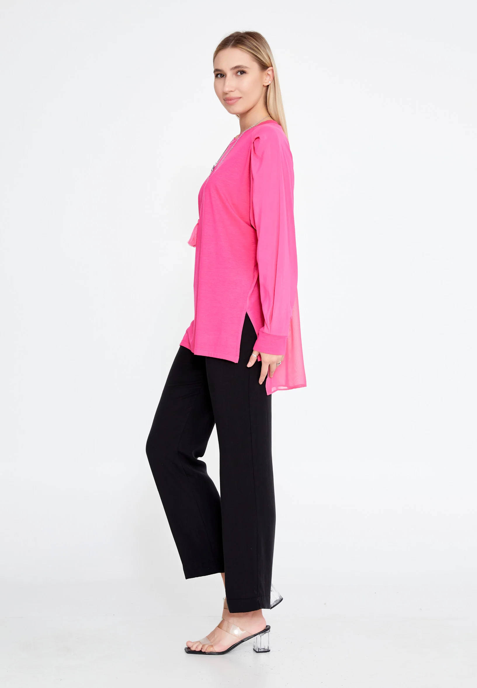 Long Sleeve Solid Color Regular Blouse huk23y04b067 - Image 7