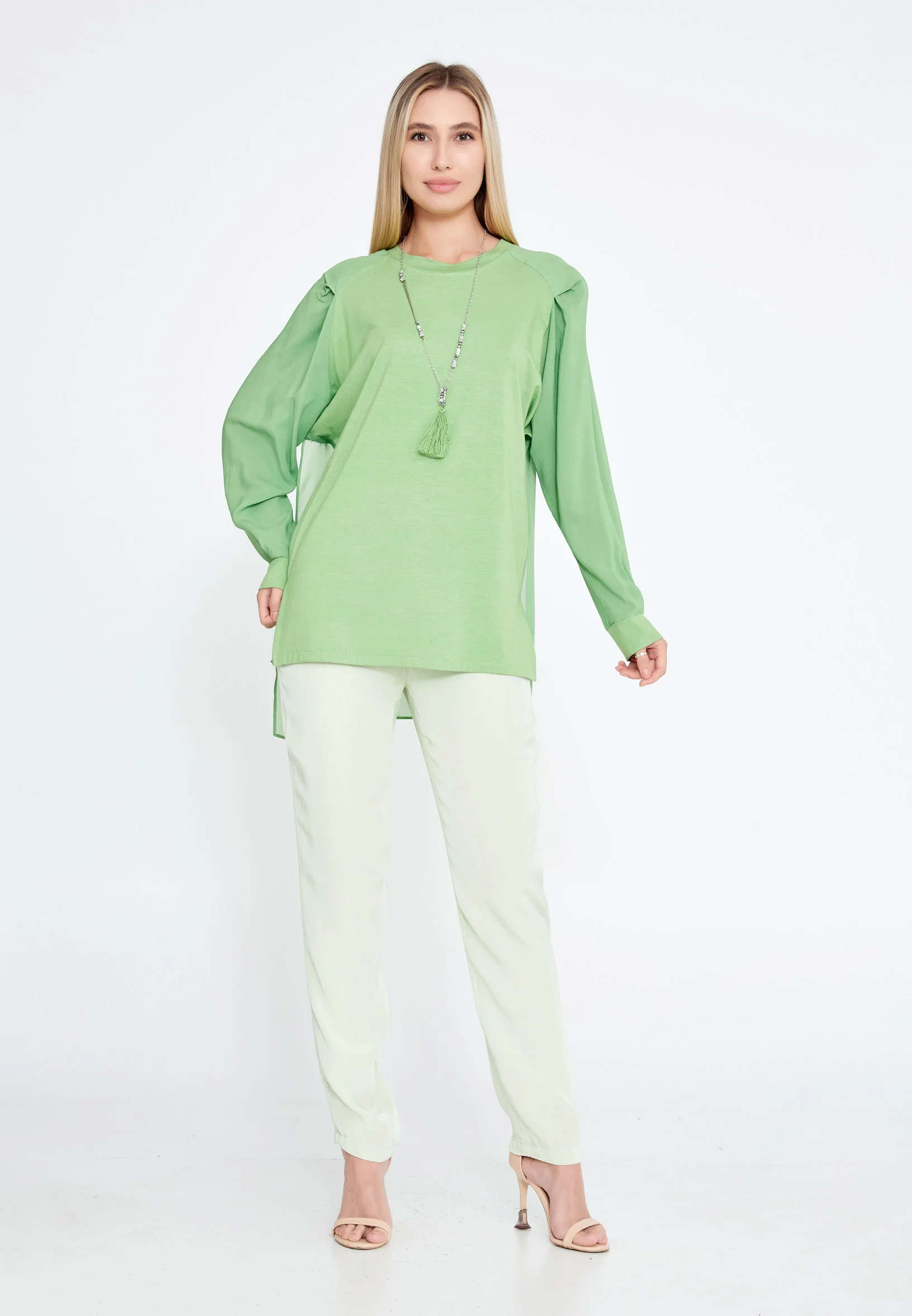 Long Sleeve Solid Color Regular Blouse huk23y04b067 - Image 9