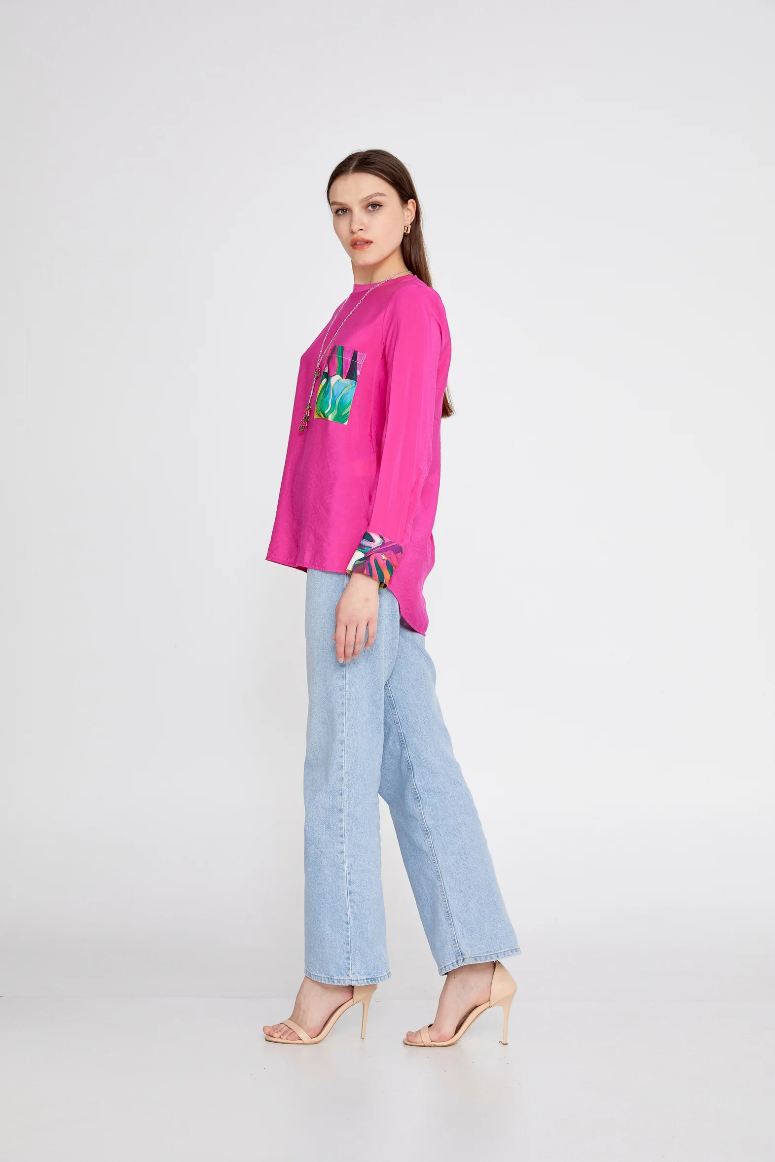 Long Sleeve Solid Color Regular Blouse huk23y04b080 - Image 4