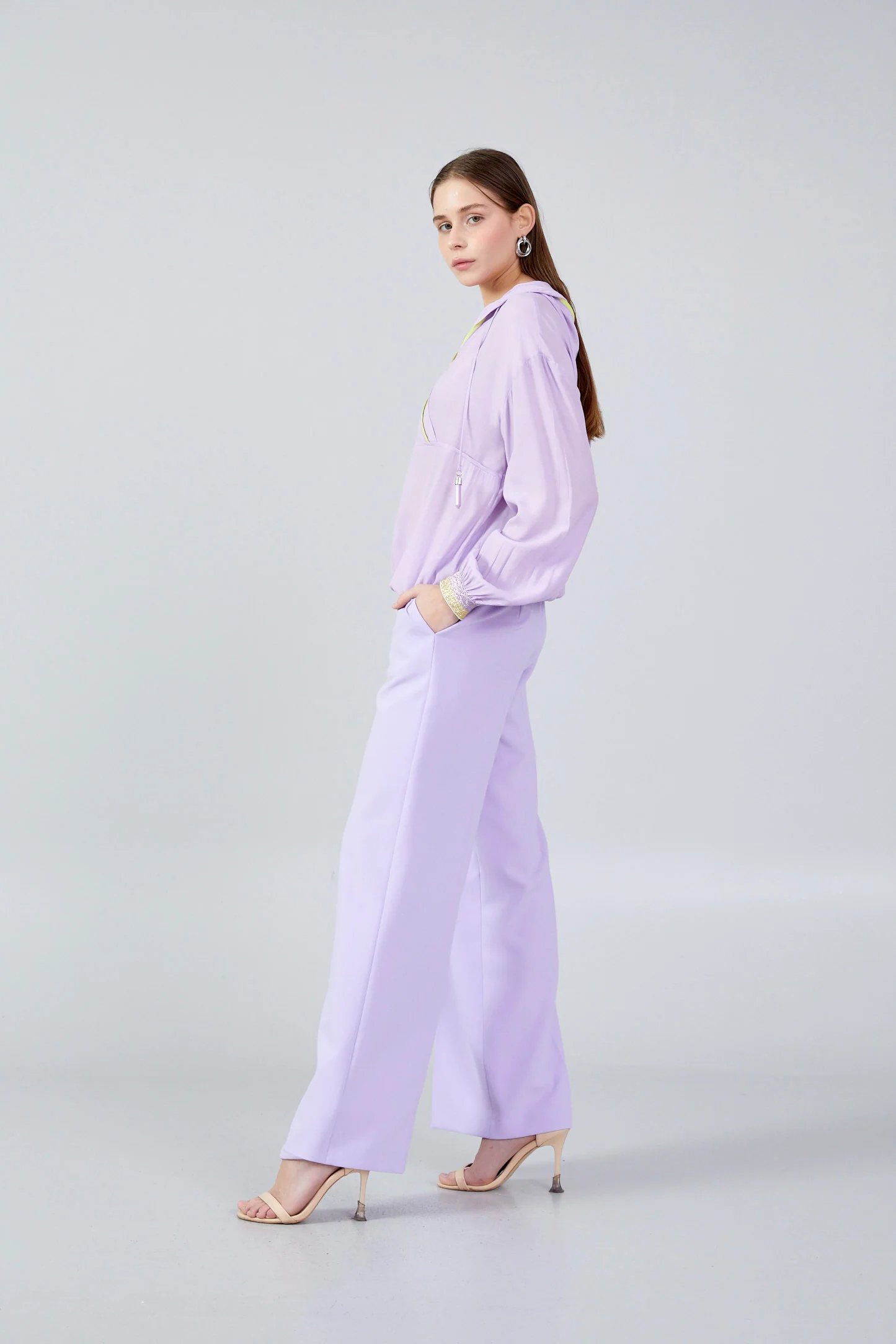 Long Sleeve Solid Color Regular Blouse huk23y04b089 - Image 3