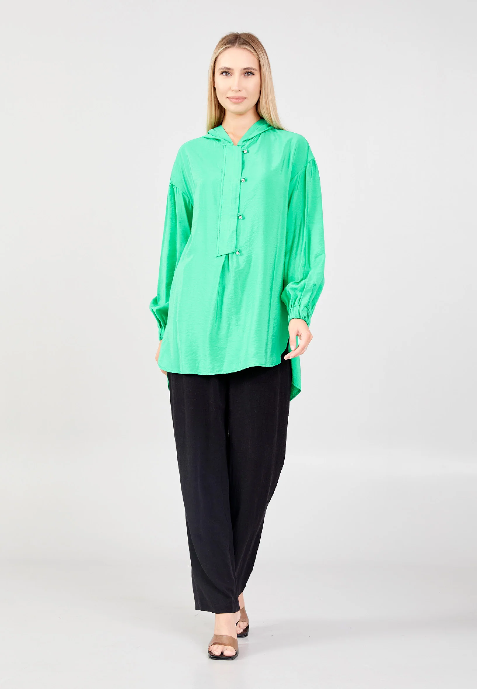 Long Sleeve Solid Color Regular Blouse huk23y04b094 - Image 14