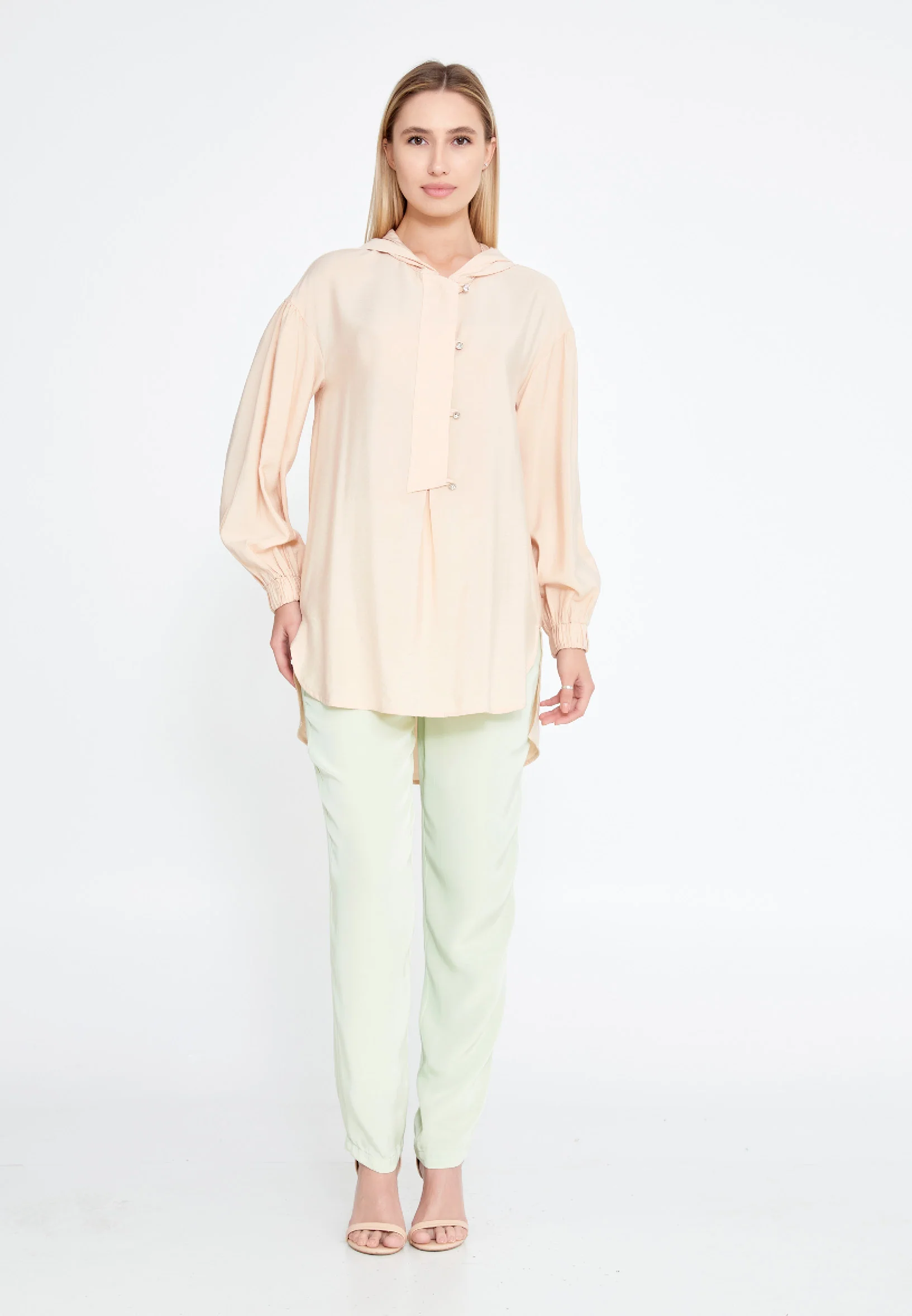 Long Sleeve Solid Color Regular Blouse huk23y04b094 - Image 2
