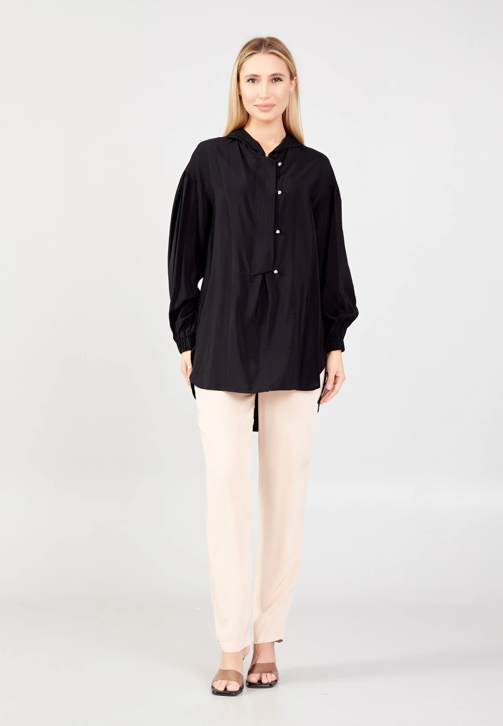 Long Sleeve Solid Color Regular Blouse huk23y04b094 - Image 6