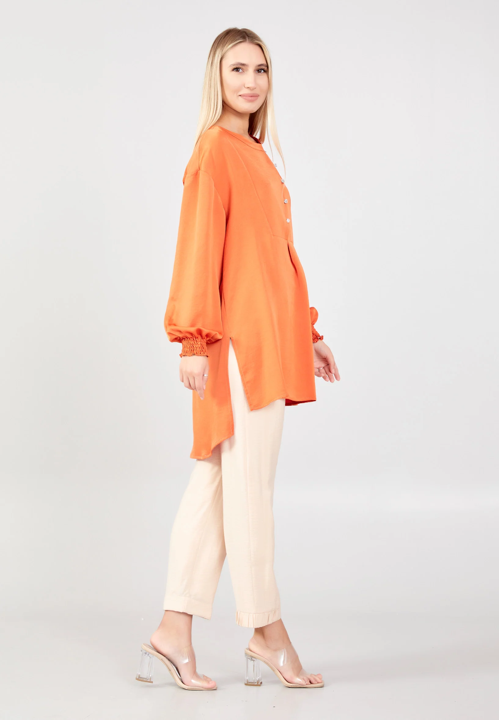 Long Sleeve Solid Color Regular Blouse huk23y04b095 - Image 10