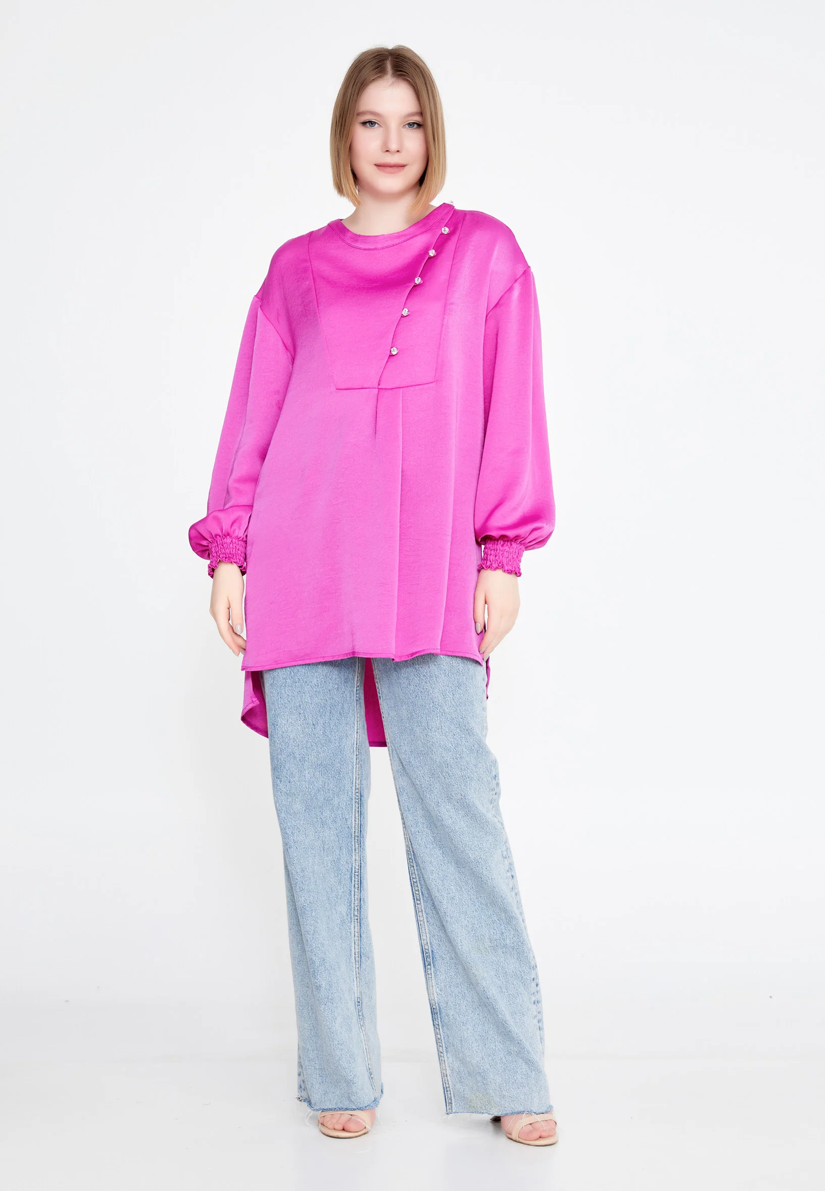 Long Sleeve Solid Color Regular Blouse huk23y04b095 - Image 12