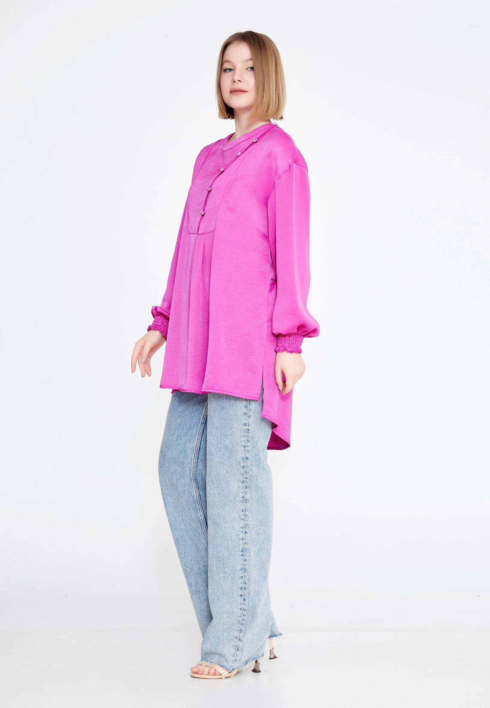 Long Sleeve Solid Color Regular Blouse huk23y04b095 - Image 14