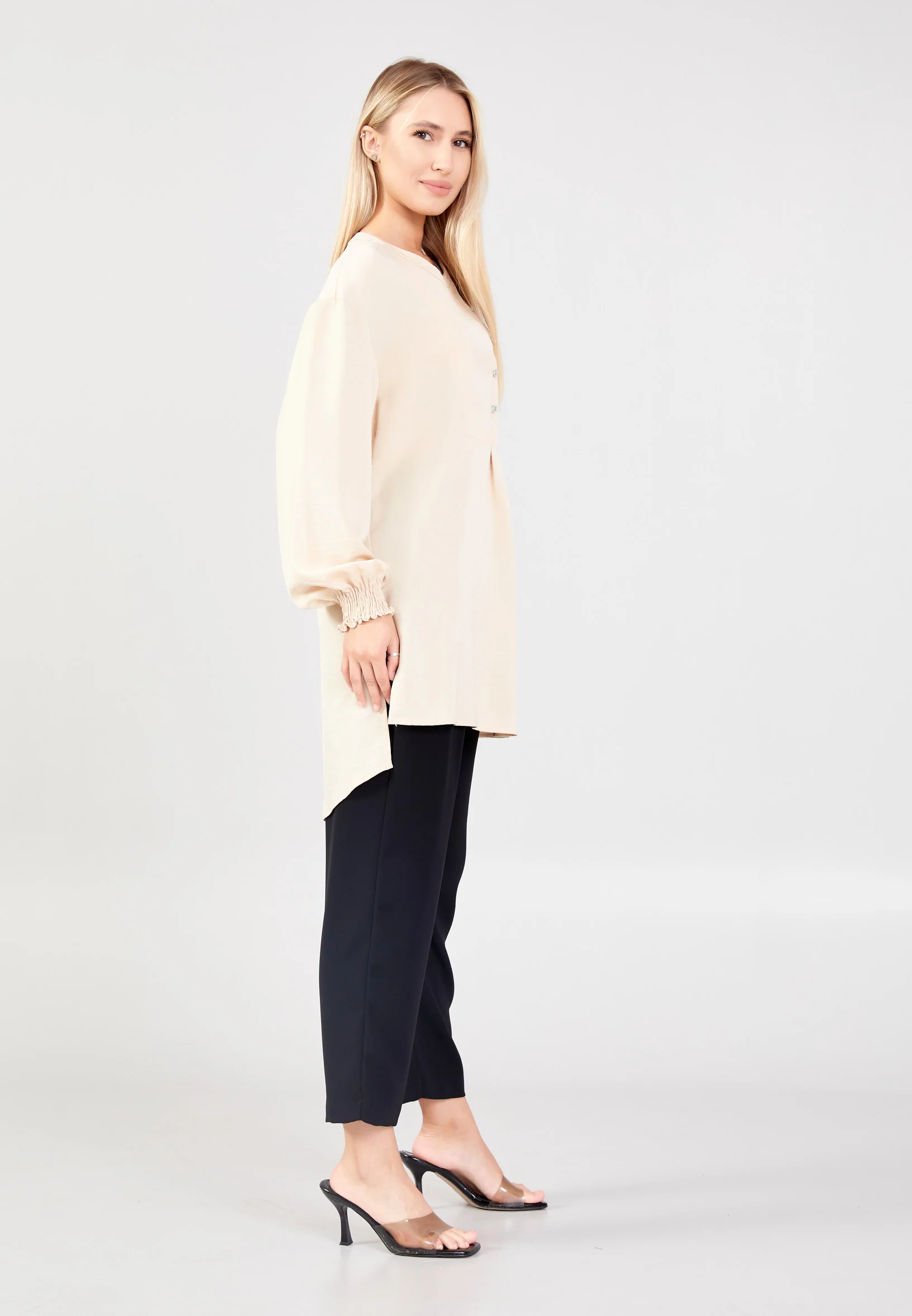 Long Sleeve Solid Color Regular Blouse huk23y04b095 - Image 3