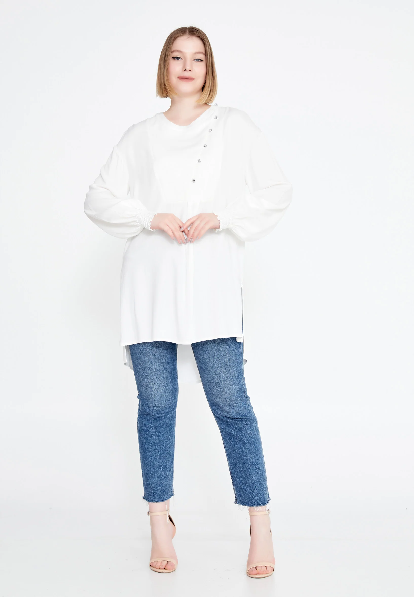 Long Sleeve Solid Color Regular Blouse huk23y04b095 - Image 5
