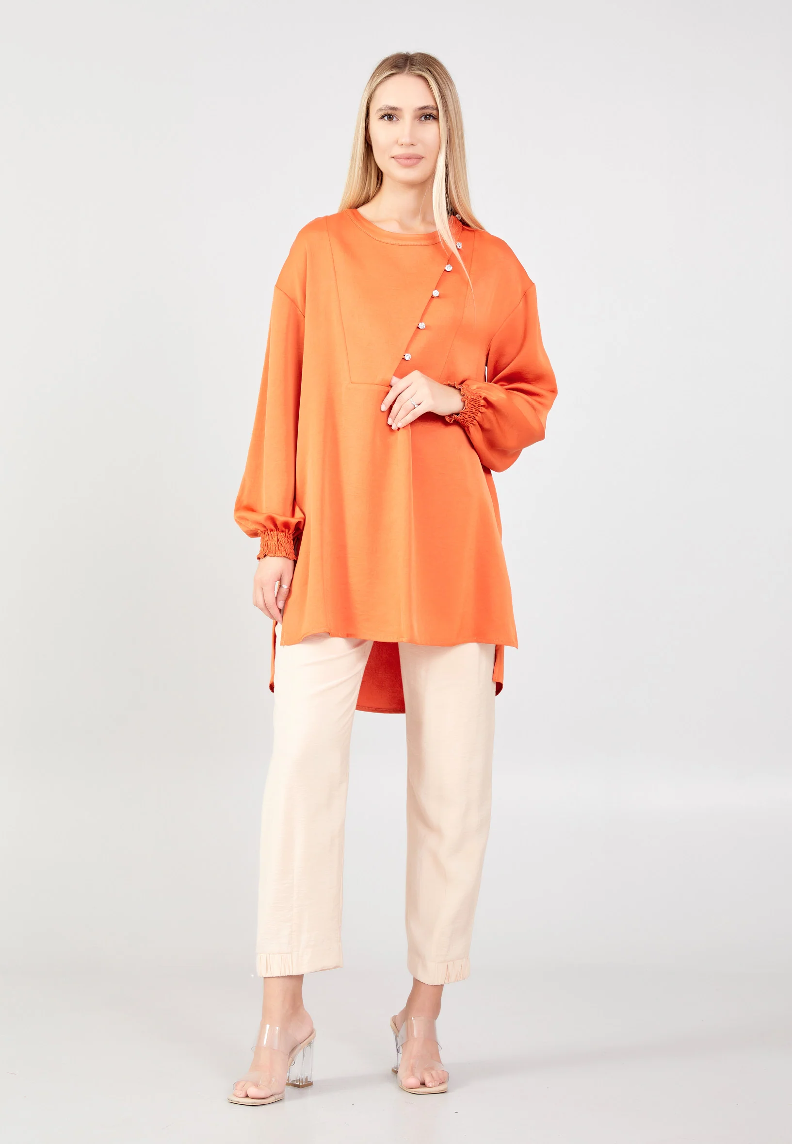 Long Sleeve Solid Color Regular Blouse huk23y04b095 - Image 9