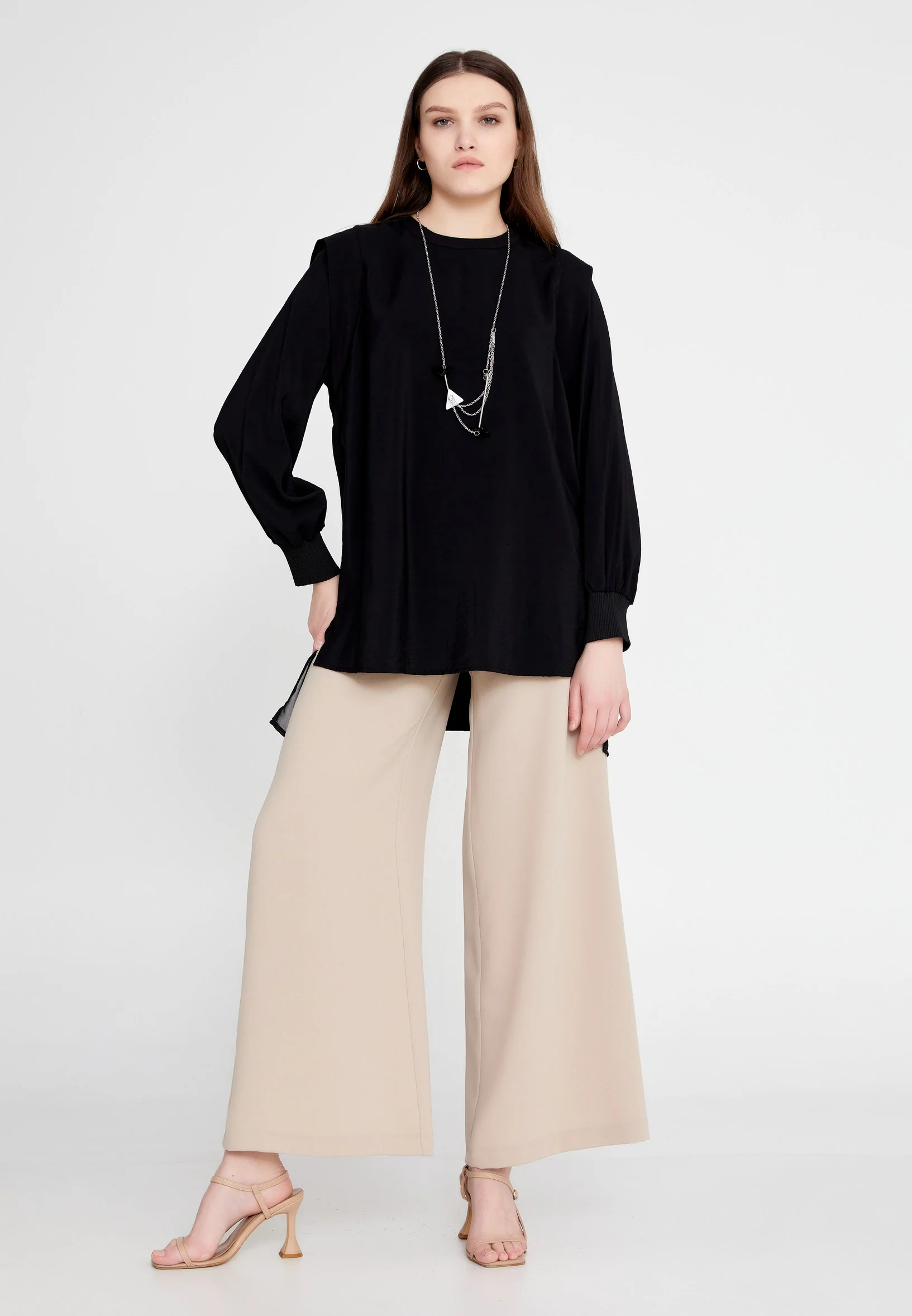 Long Sleeve Solid Color Regular Blouse huk23y04b103 - Image 2