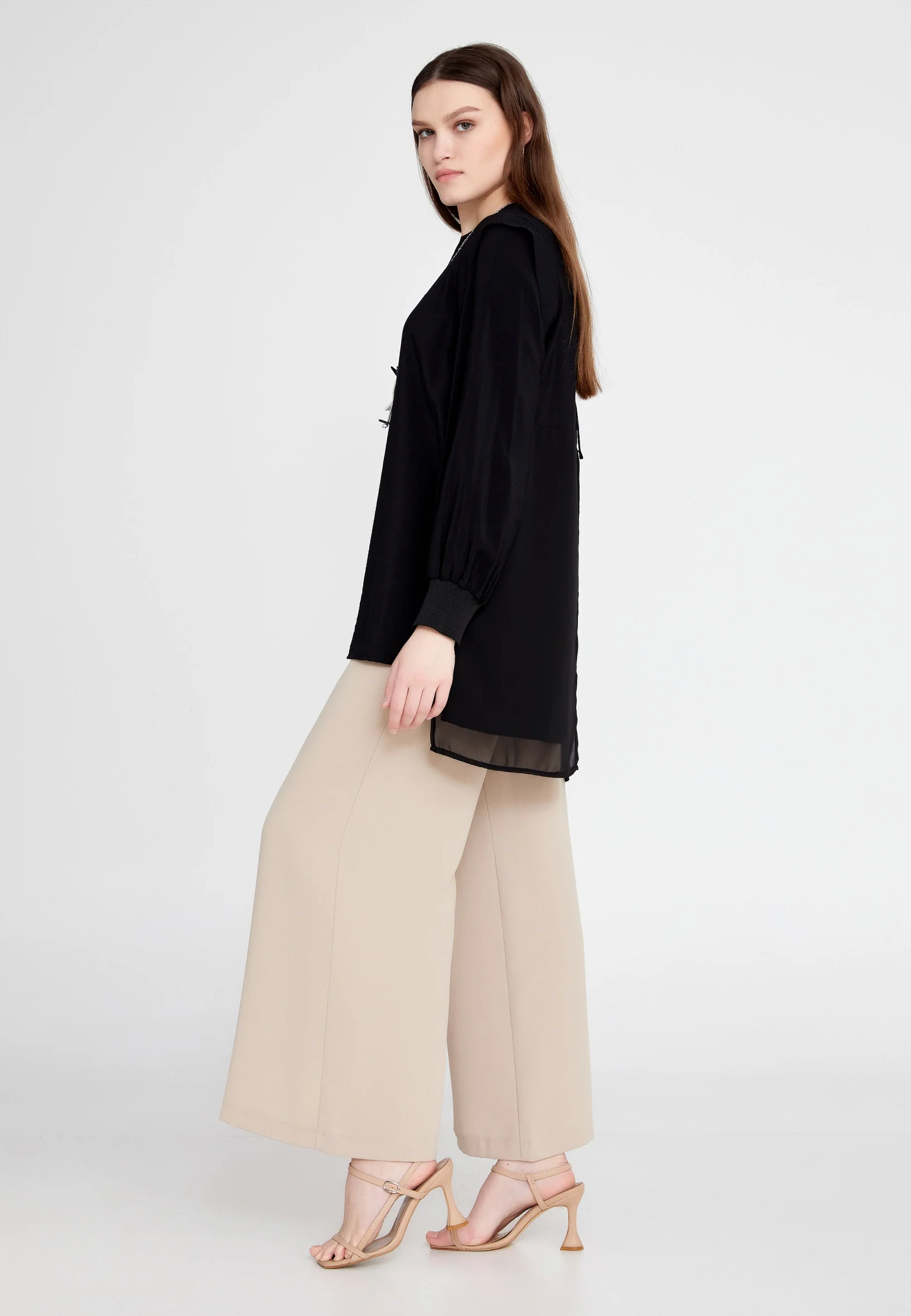 Long Sleeve Solid Color Regular Blouse huk23y04b103 - Image 3