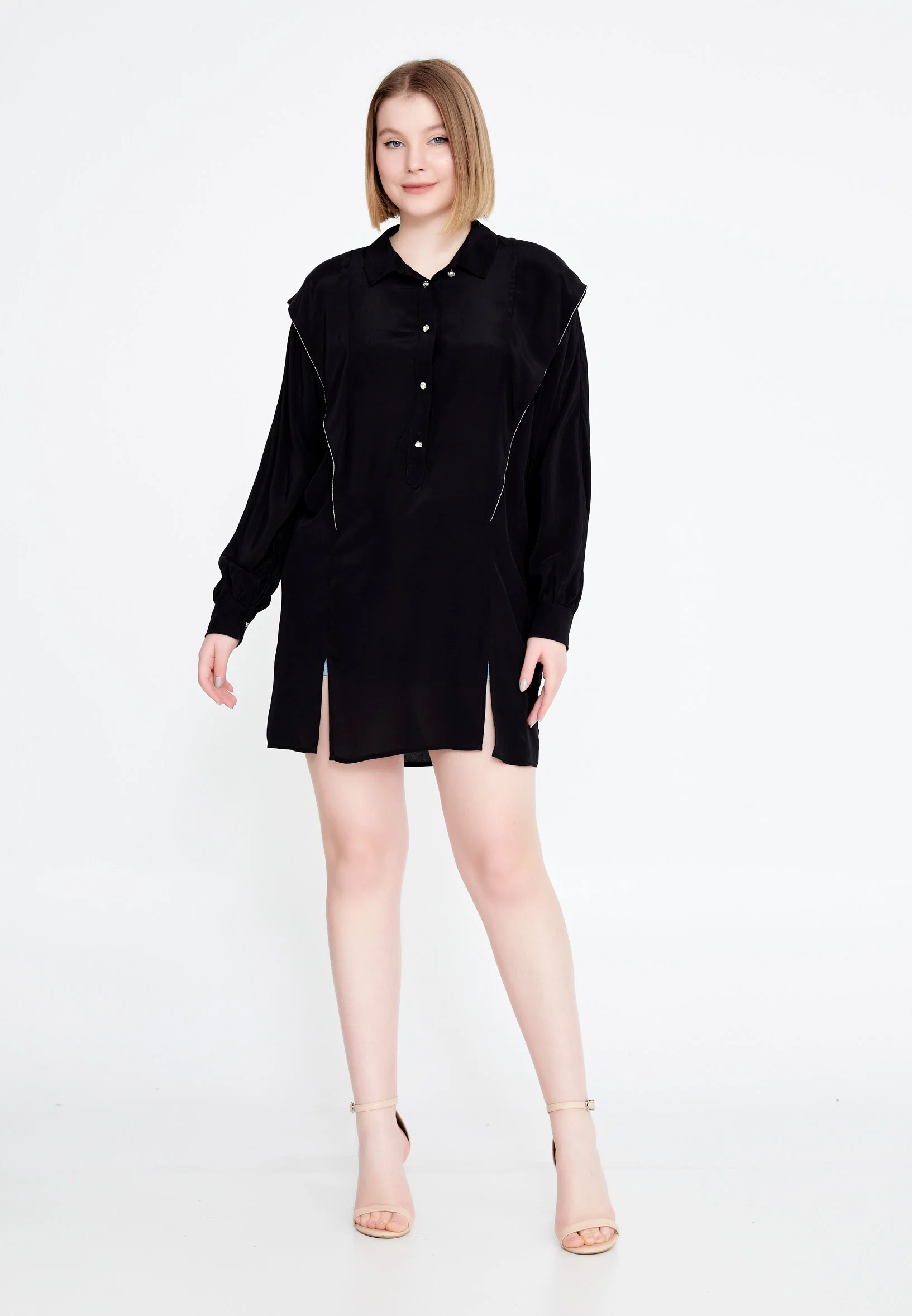 Long Sleeve Solid Color Regular Blouse huk23y04b106 - Image 2