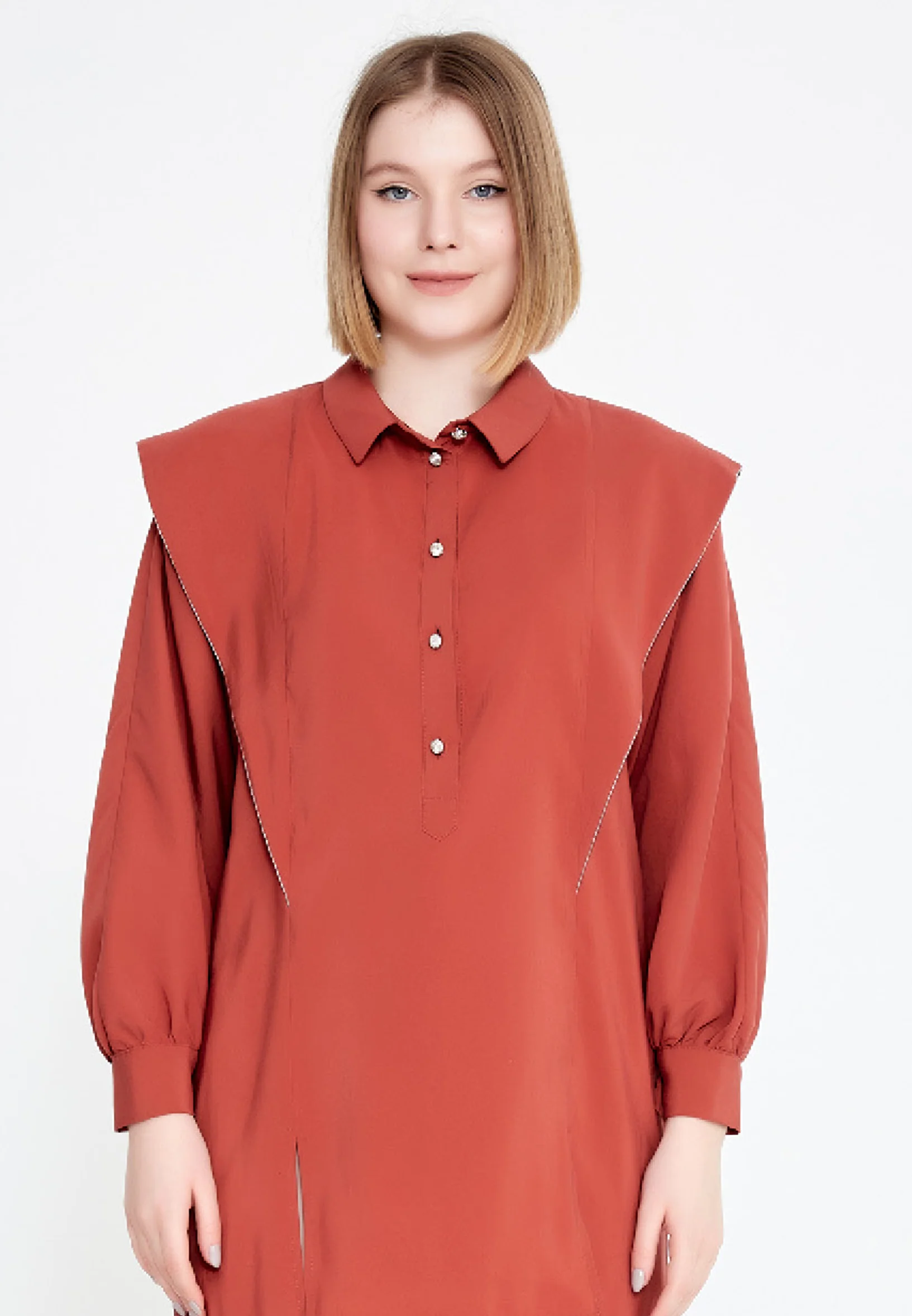Long Sleeve Solid Color Regular Blouse huk23y04b106 - Image 5