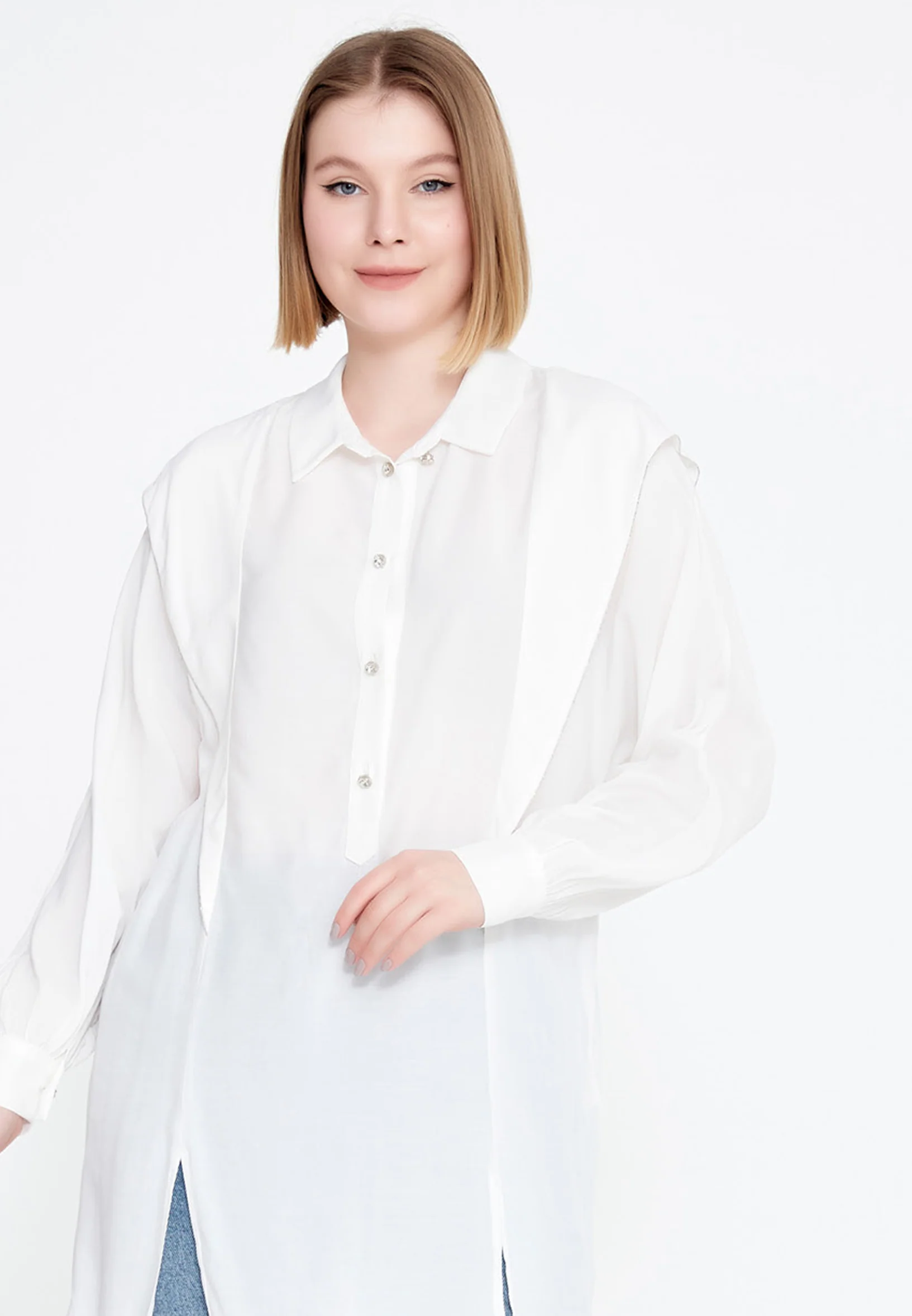 Long Sleeve Solid Color Regular Blouse huk23y04b106 - Image 9