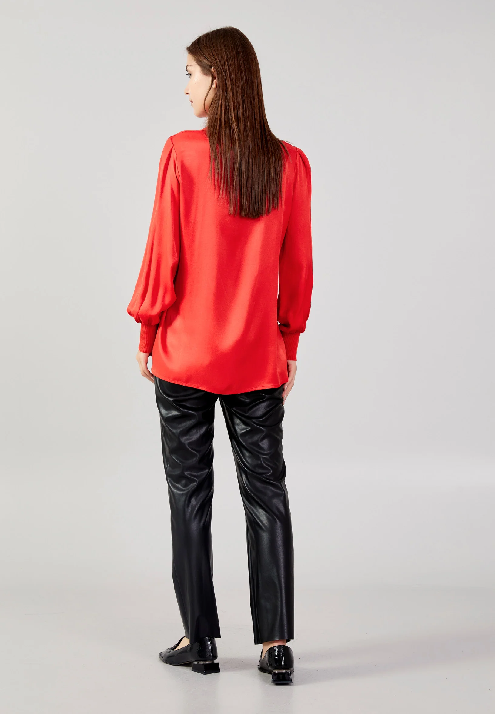 Long Sleeve Solid Color Regular Blouse huk24k1061 - Image 12