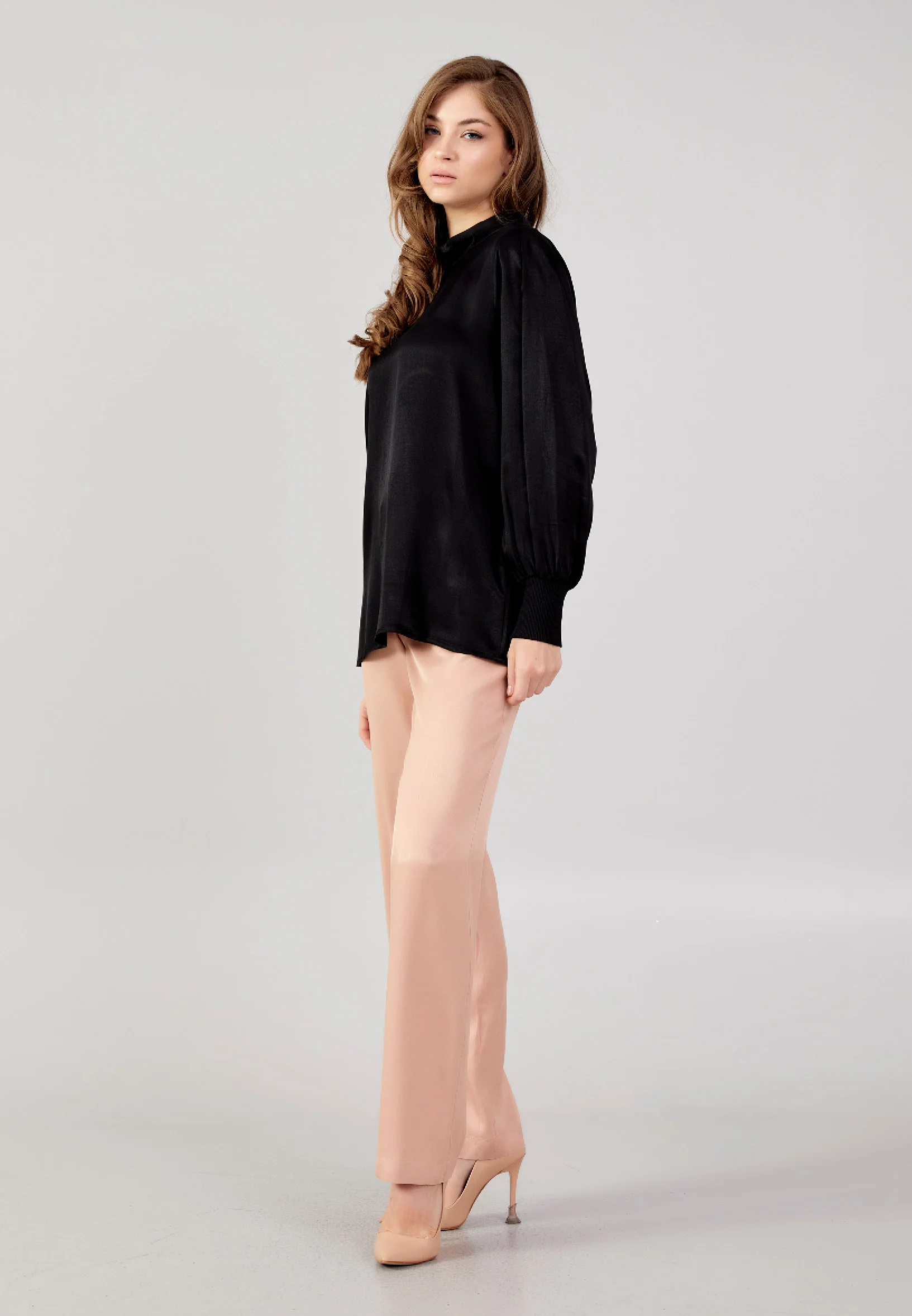 Long Sleeve Solid Color Regular Blouse huk24k1061 - Image 3