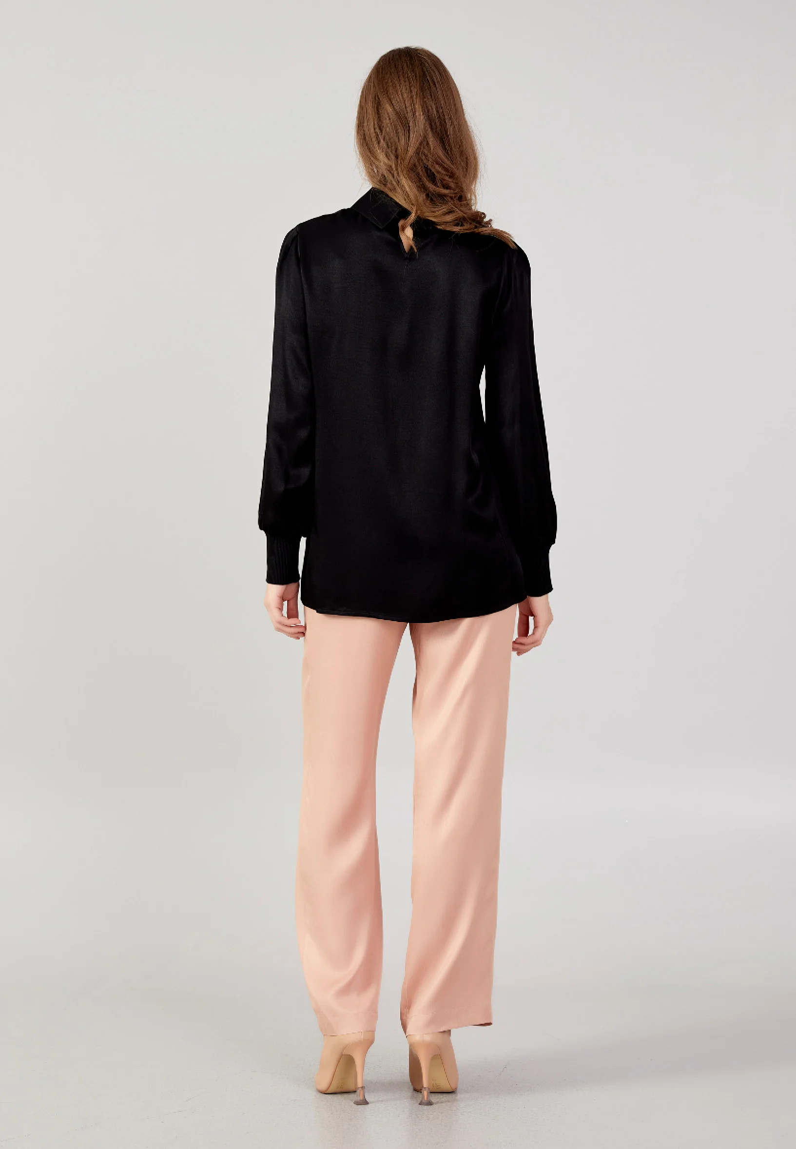Long Sleeve Solid Color Regular Blouse huk24k1061 - Image 4