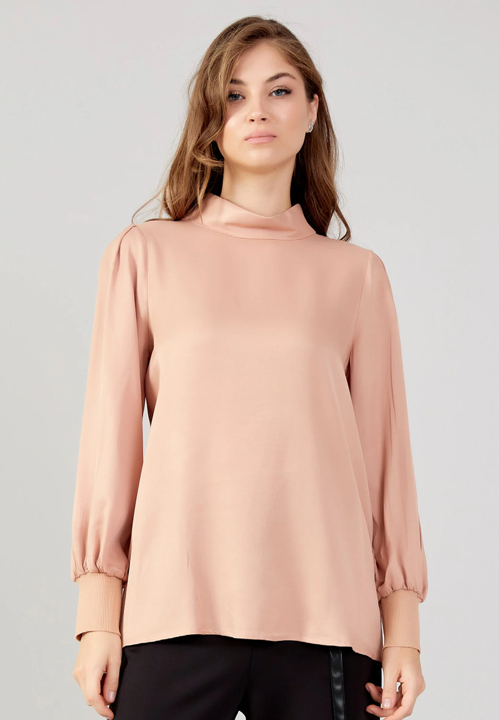 Long Sleeve Solid Color Regular Blouse huk24k1061 - Image 5
