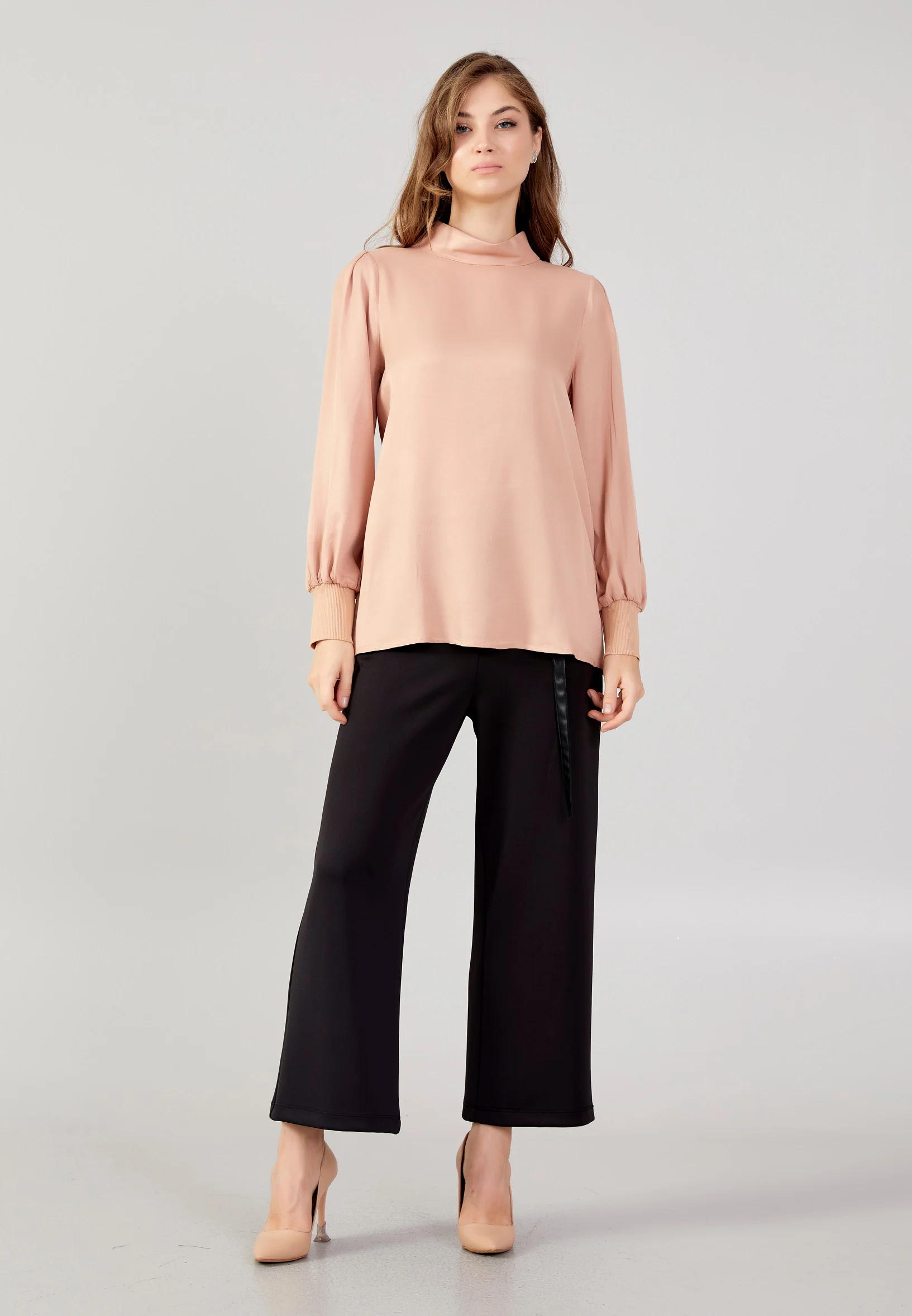 Long Sleeve Solid Color Regular Blouse huk24k1061 - Image 6