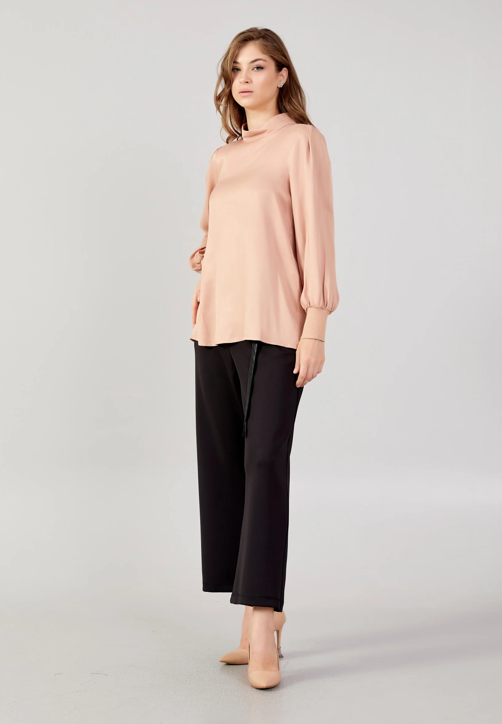 Long Sleeve Solid Color Regular Blouse huk24k1061 - Image 7