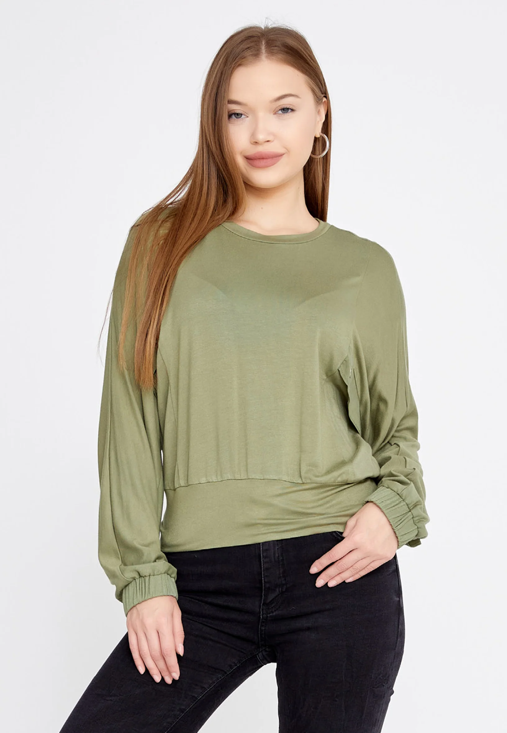 Long Sleeve Solid Color Regular Blouse huk4235