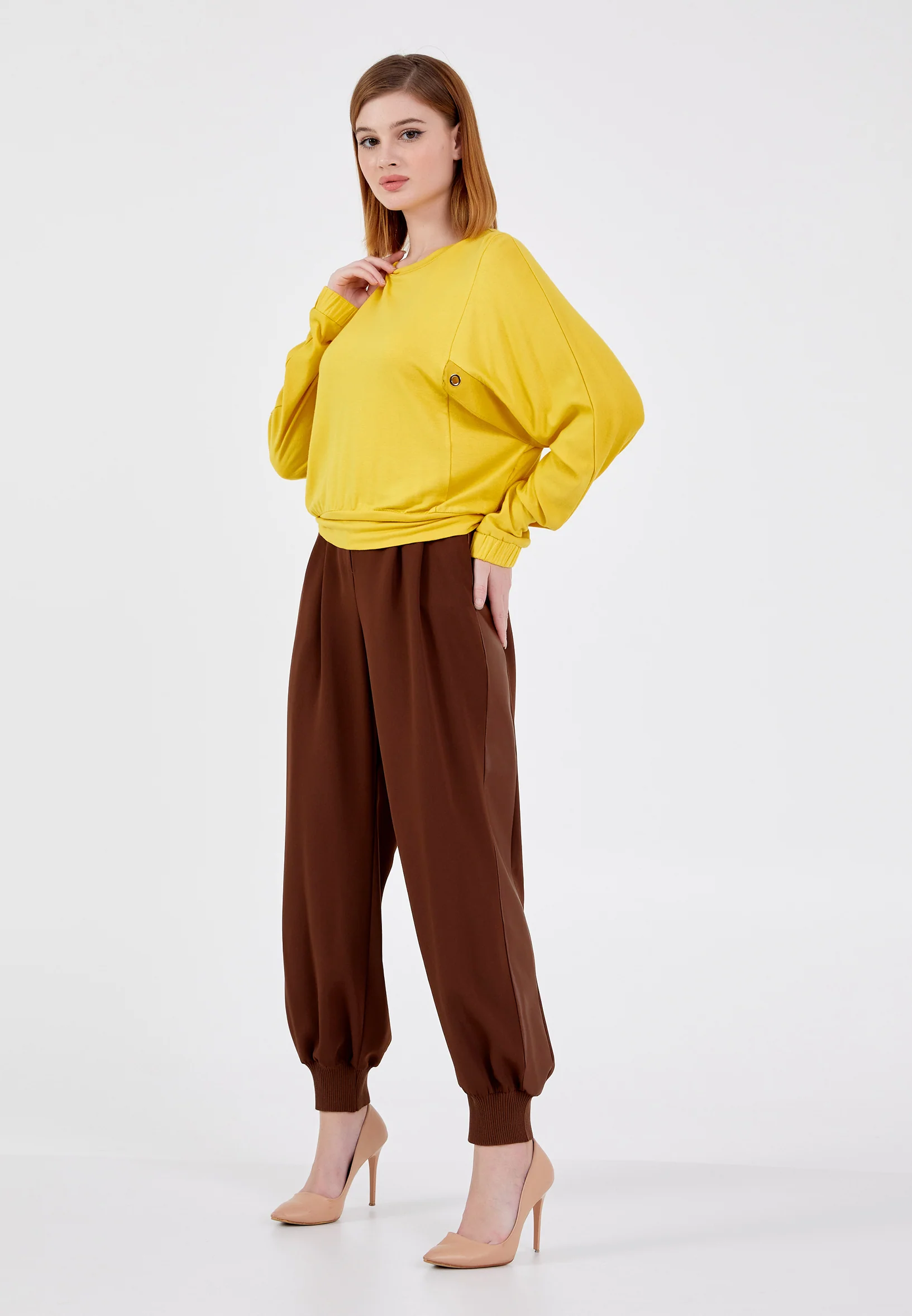 Long Sleeve Solid Color Regular Blouse huk4235 - Image 7