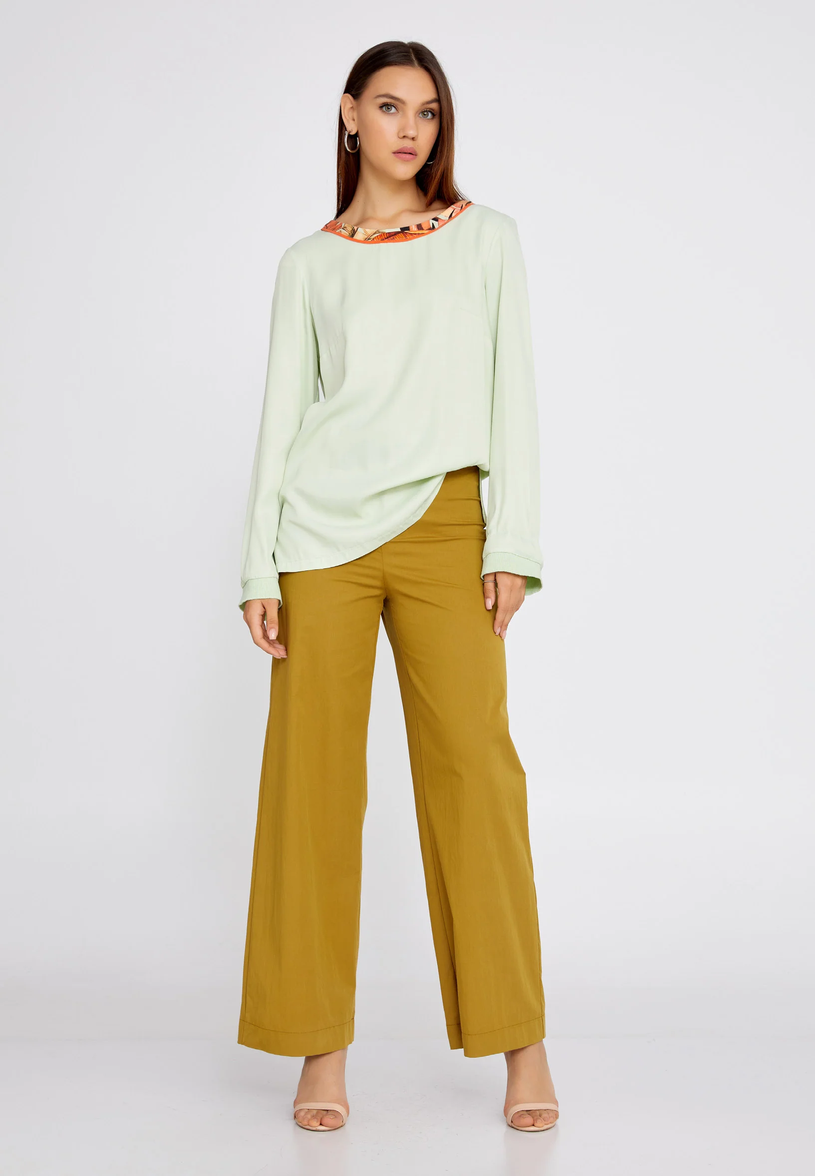 Long Sleeve Solid Color Regular Blouse huk4240 - Image 2