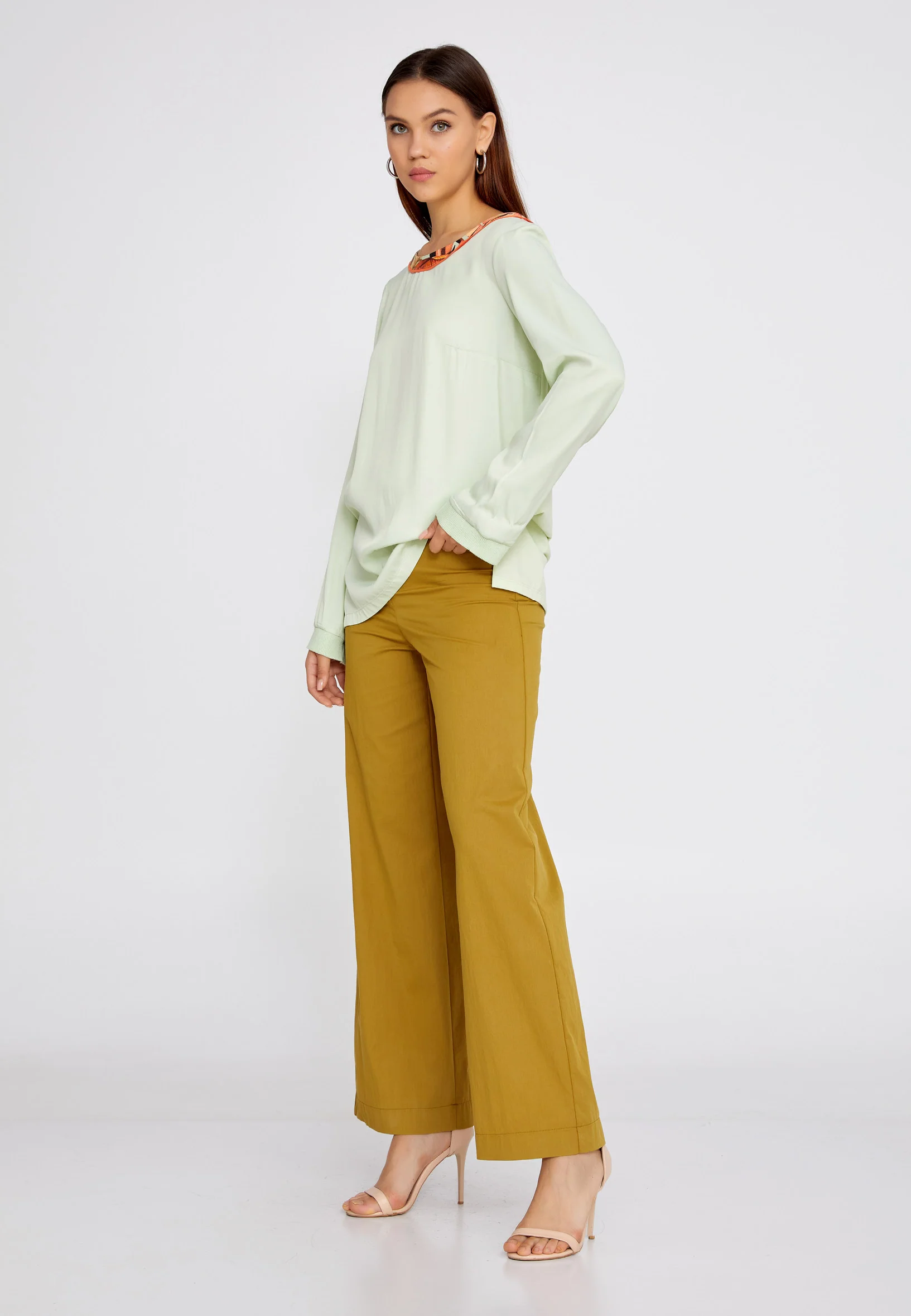 Long Sleeve Solid Color Regular Blouse huk4240 - Image 3