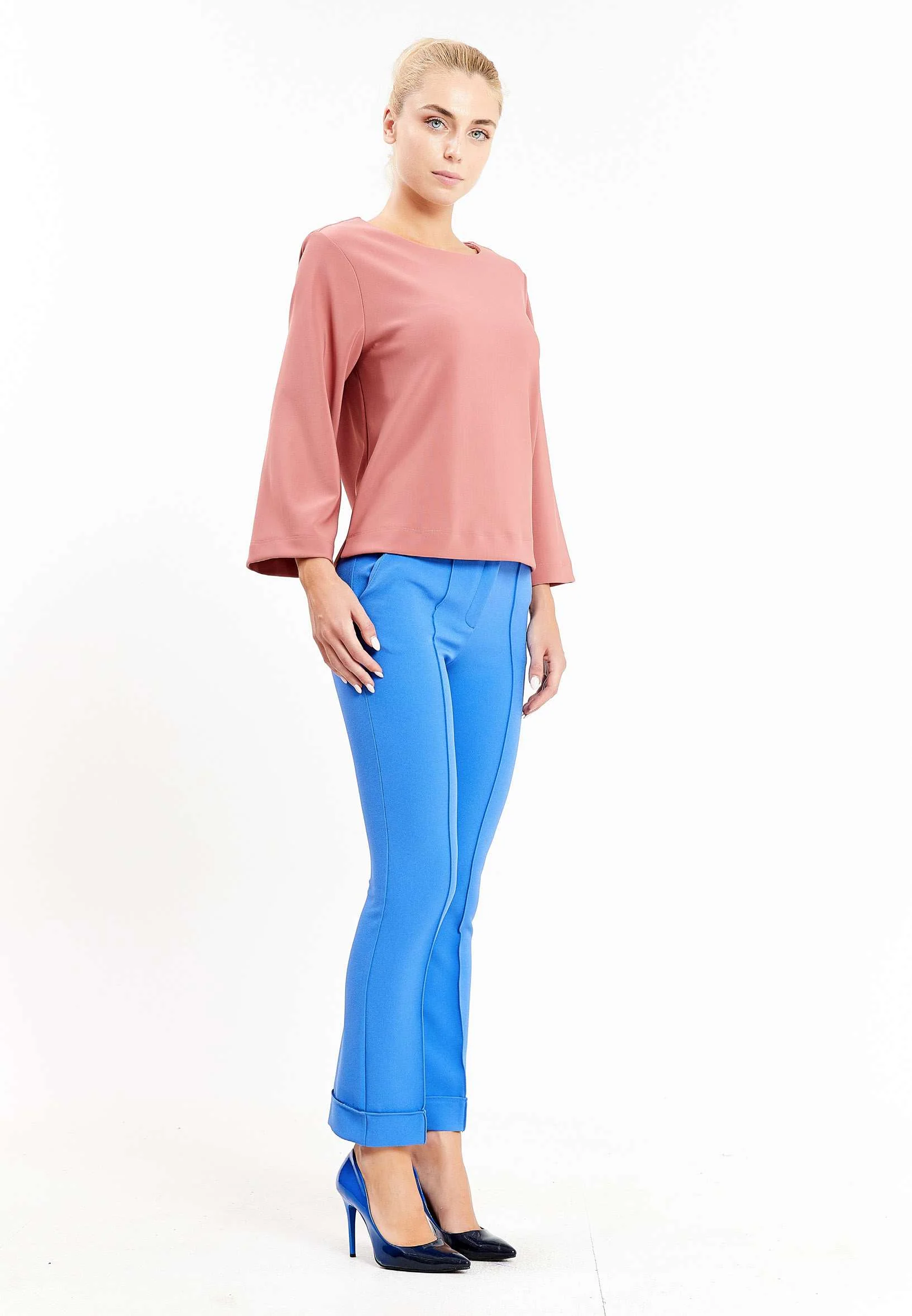 Long Sleeve Solid Color Regular Blouse kmy10307 - Image 3