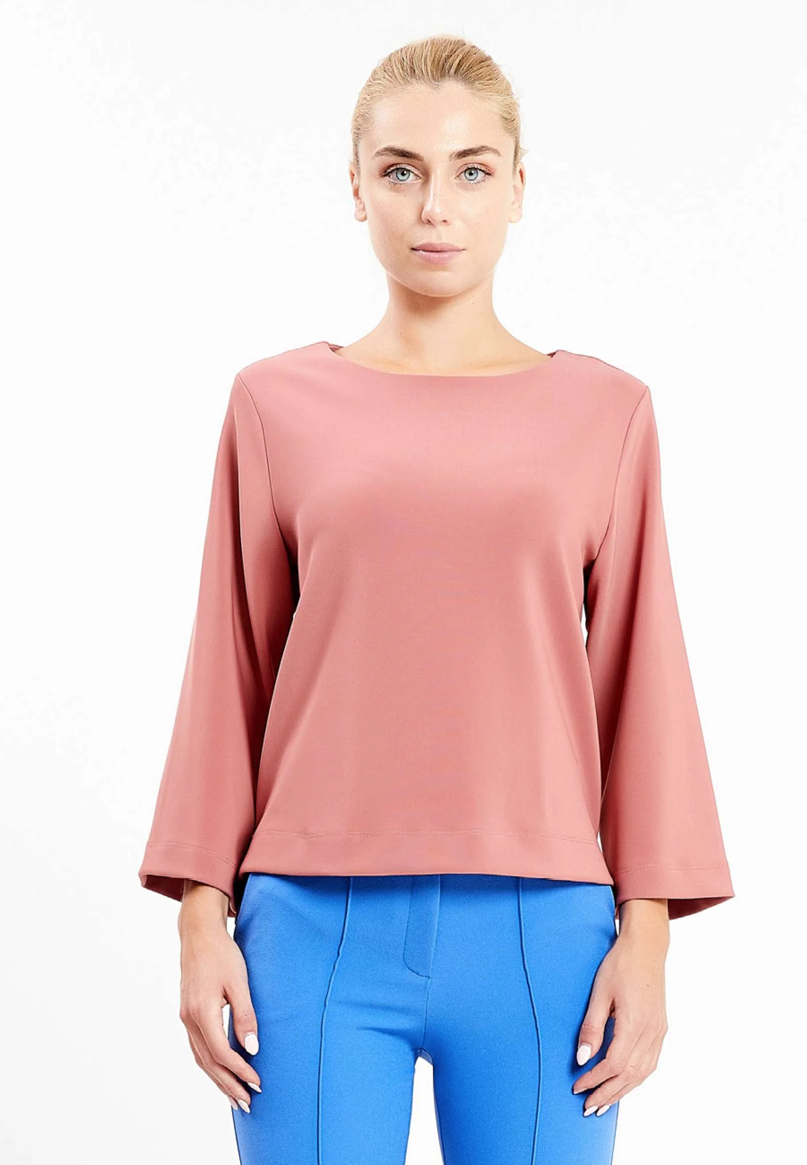 Long Sleeve Solid Color Regular Blouse kmy10307 - Image 4