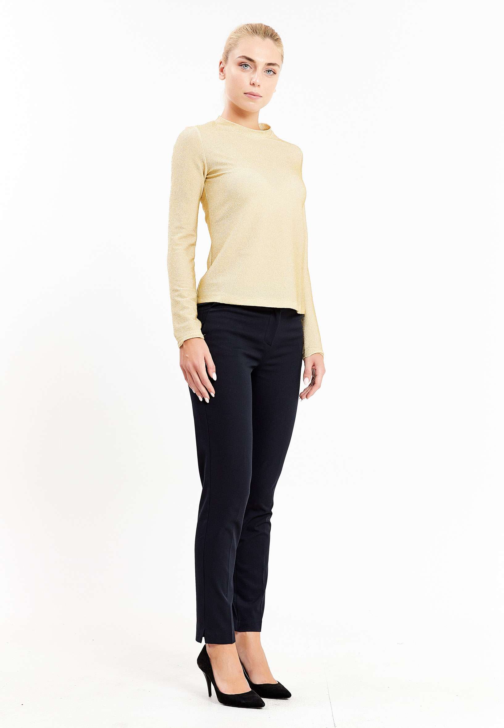Long Sleeve Solid Color Regular Blouse kmy10325 - Image 3