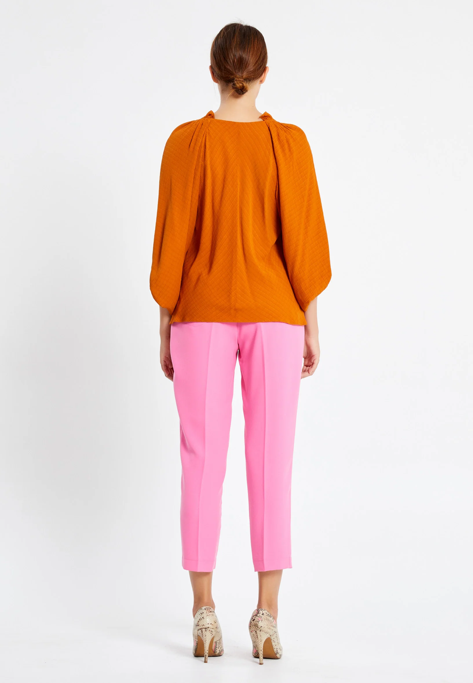 Long Sleeve Solid Color Regular Blouse kmy10432 - Image 2