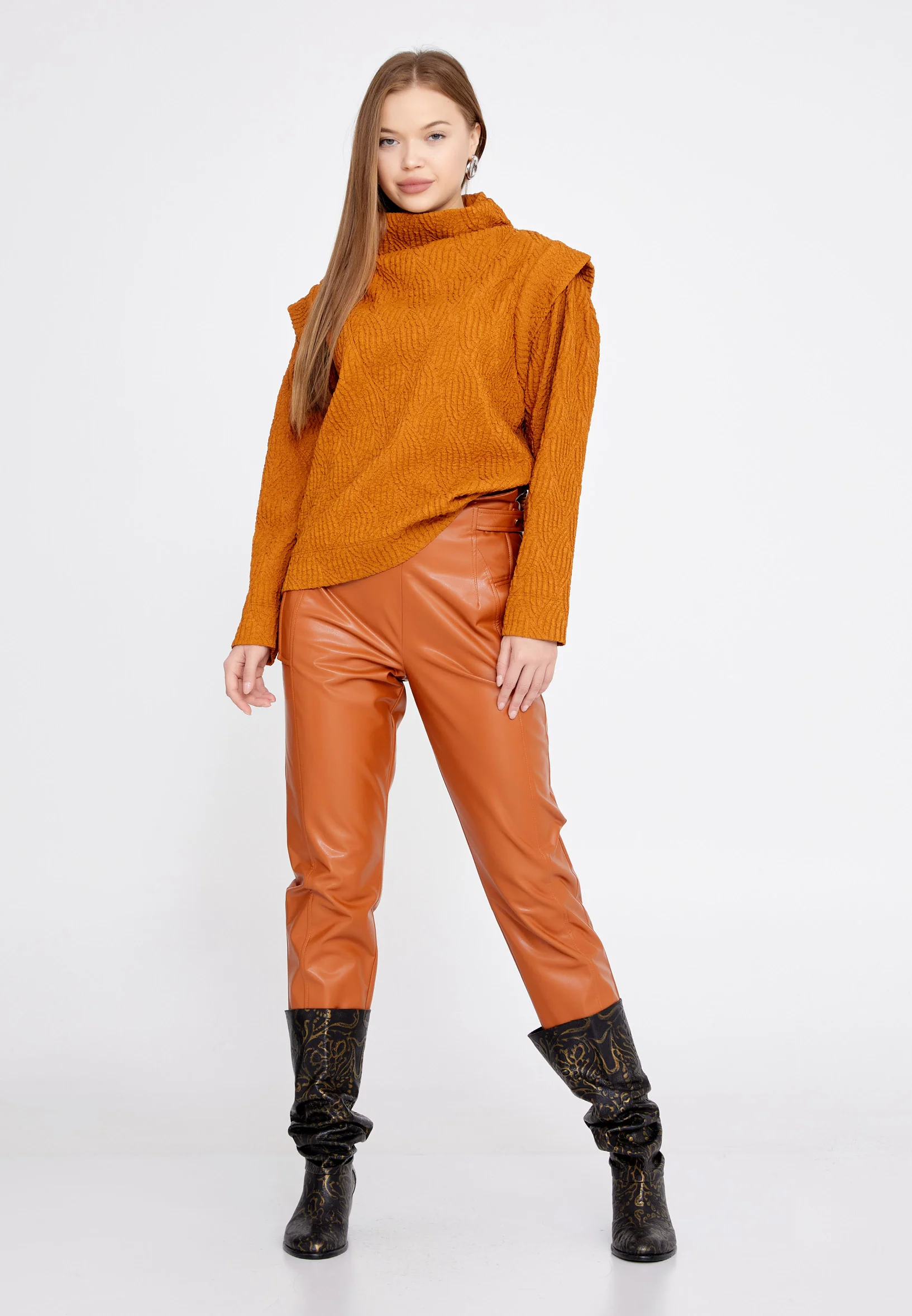 Long Sleeve Solid Color Regular Blouse kmy22w10814 - Image 2