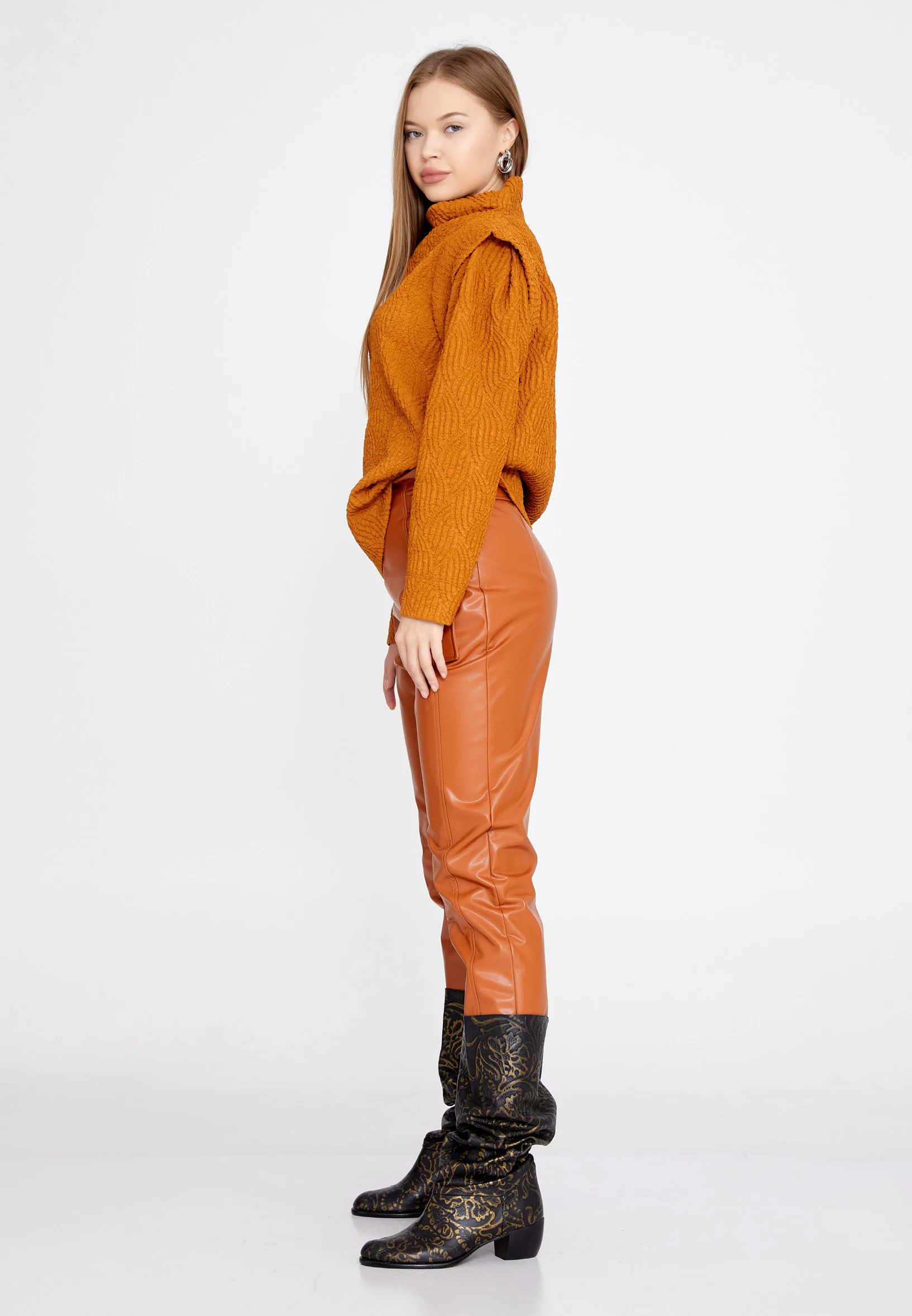 Long Sleeve Solid Color Regular Blouse kmy22w10814 - Image 3