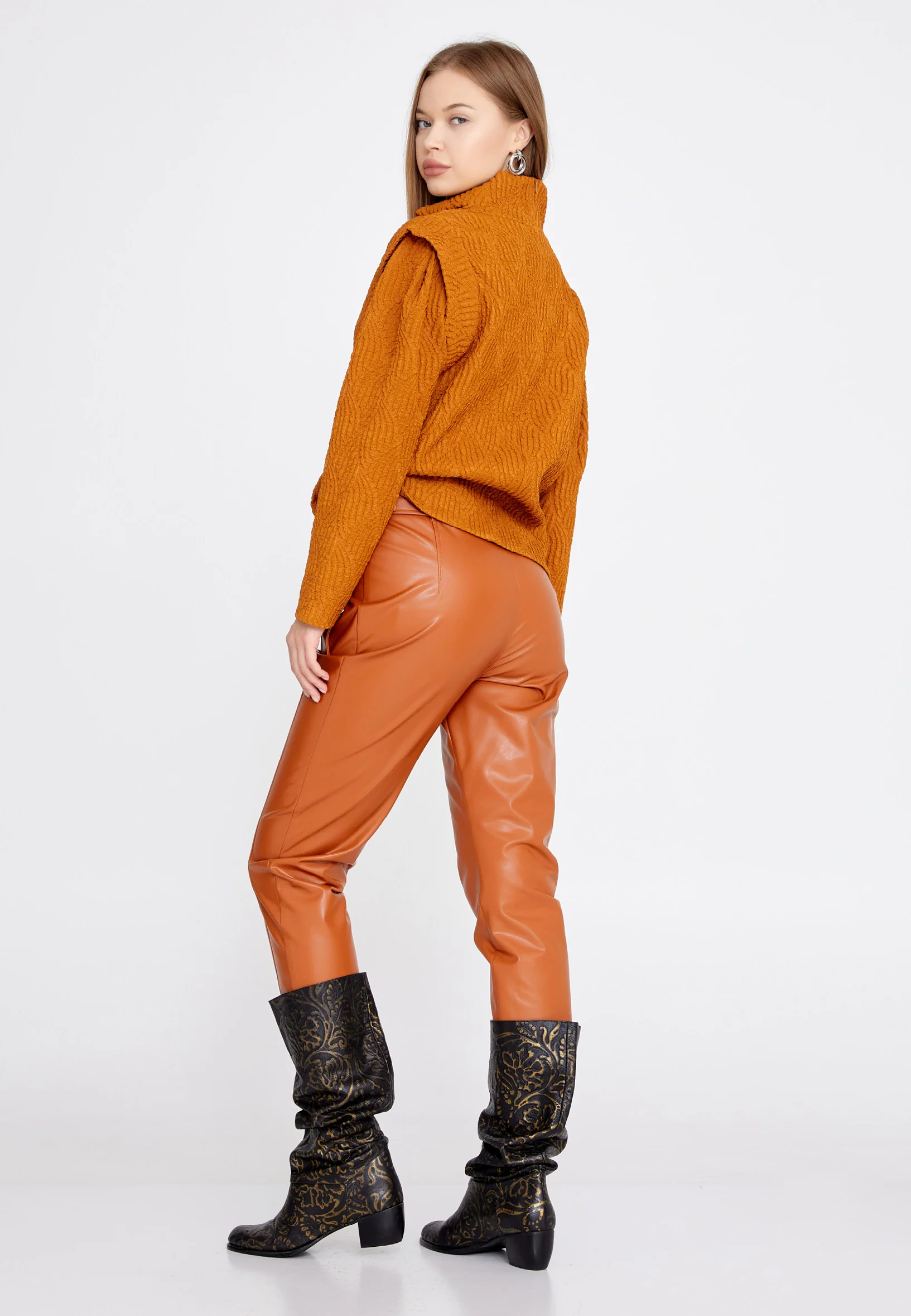 Long Sleeve Solid Color Regular Blouse kmy22w10814 - Image 4